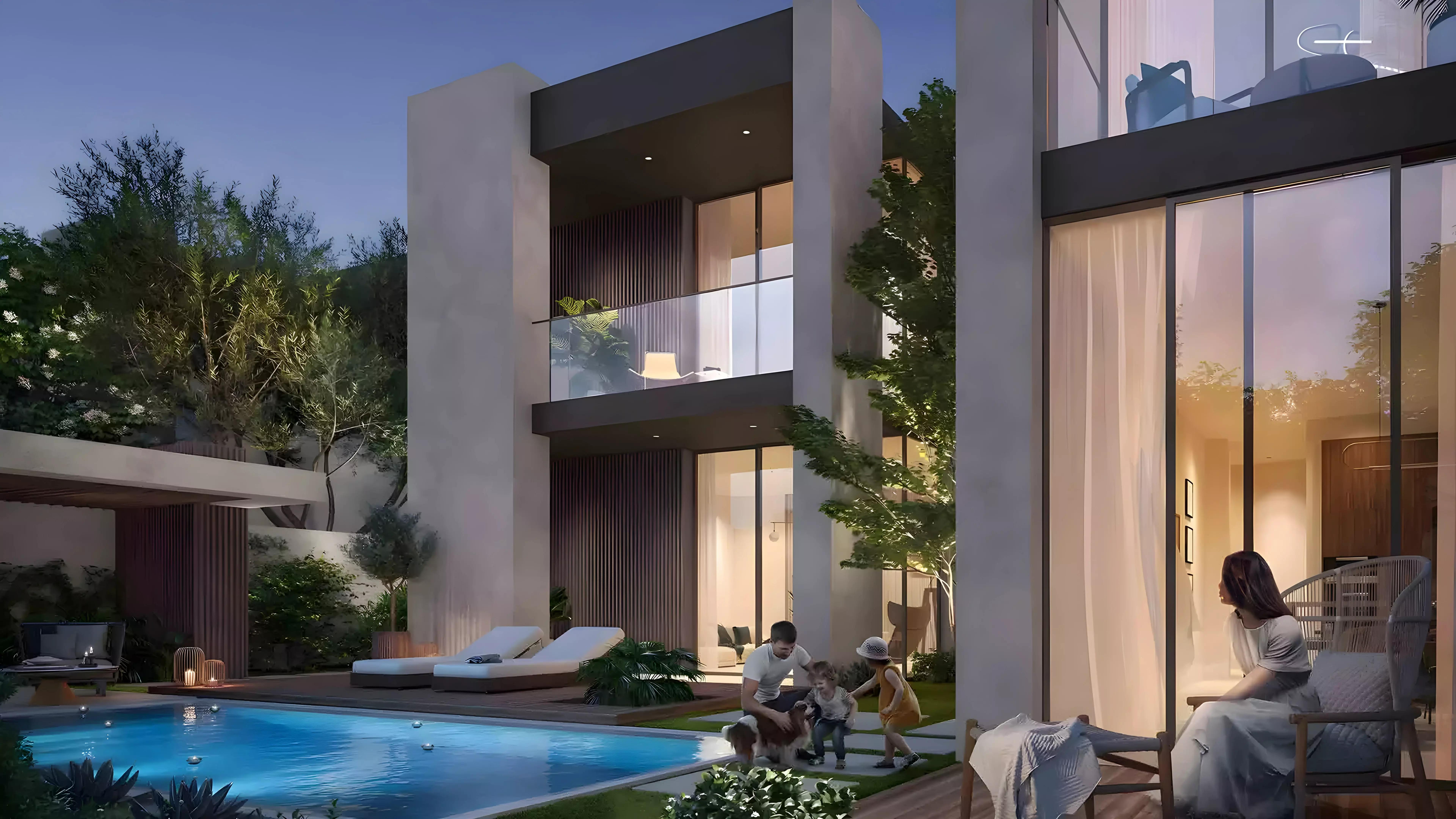 The Wilds by Aldar villa facade and driveway, Dubai