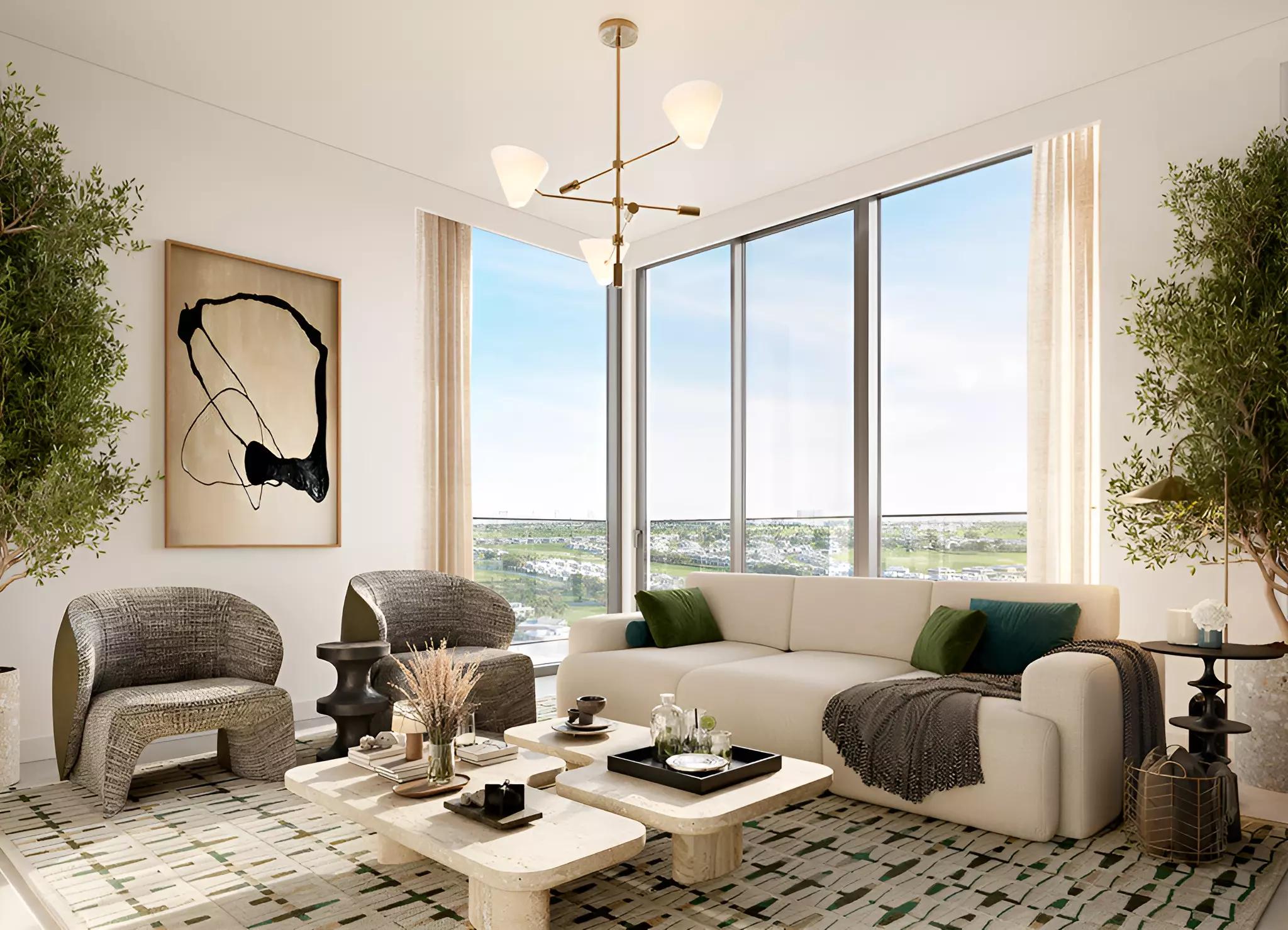 Vida Residences Club Point apartment interior living space, Dubai Hills Estate
