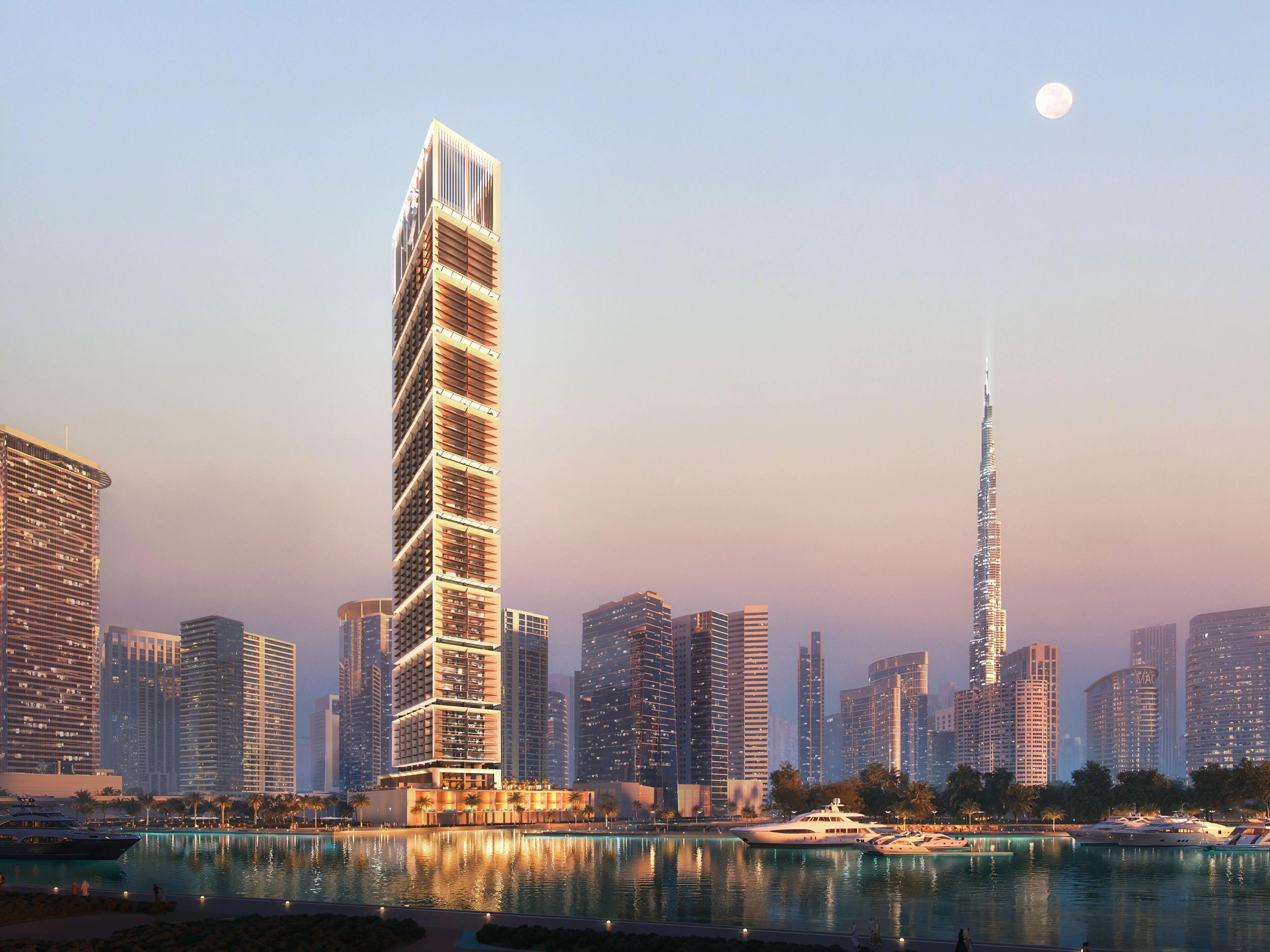 One By Binghatti landscaped garden and outdoor seating, Business Bay, Dubai