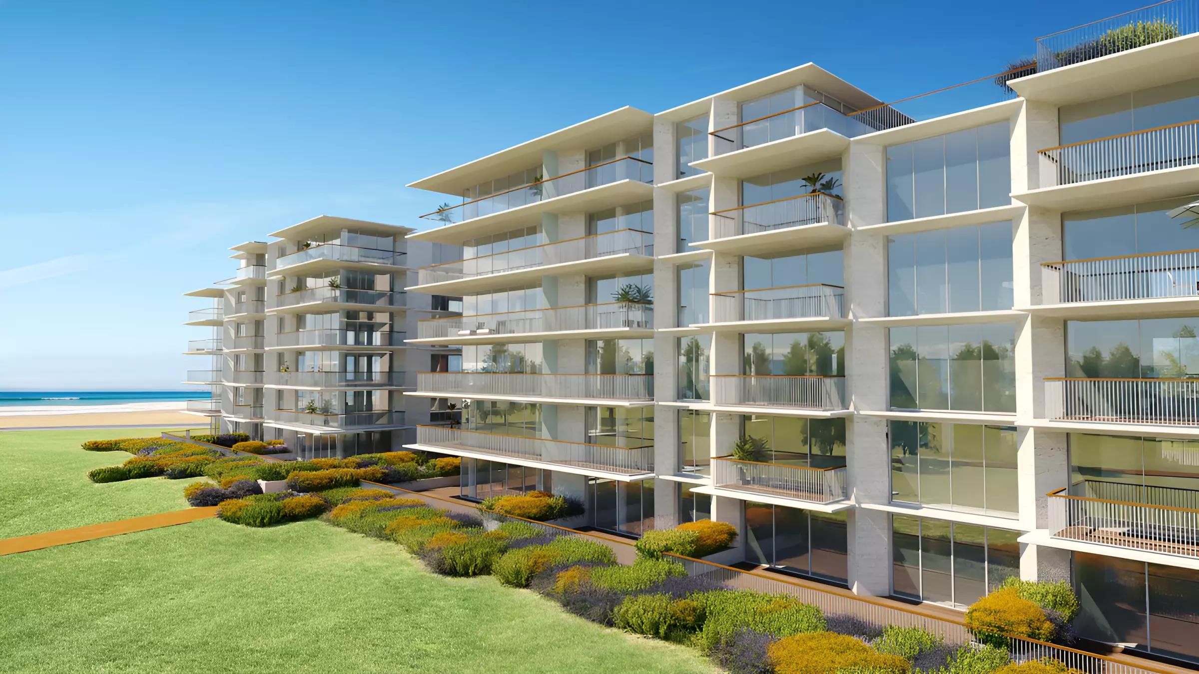 Bayline waterfront facade view, Mina Rashid, Dubai