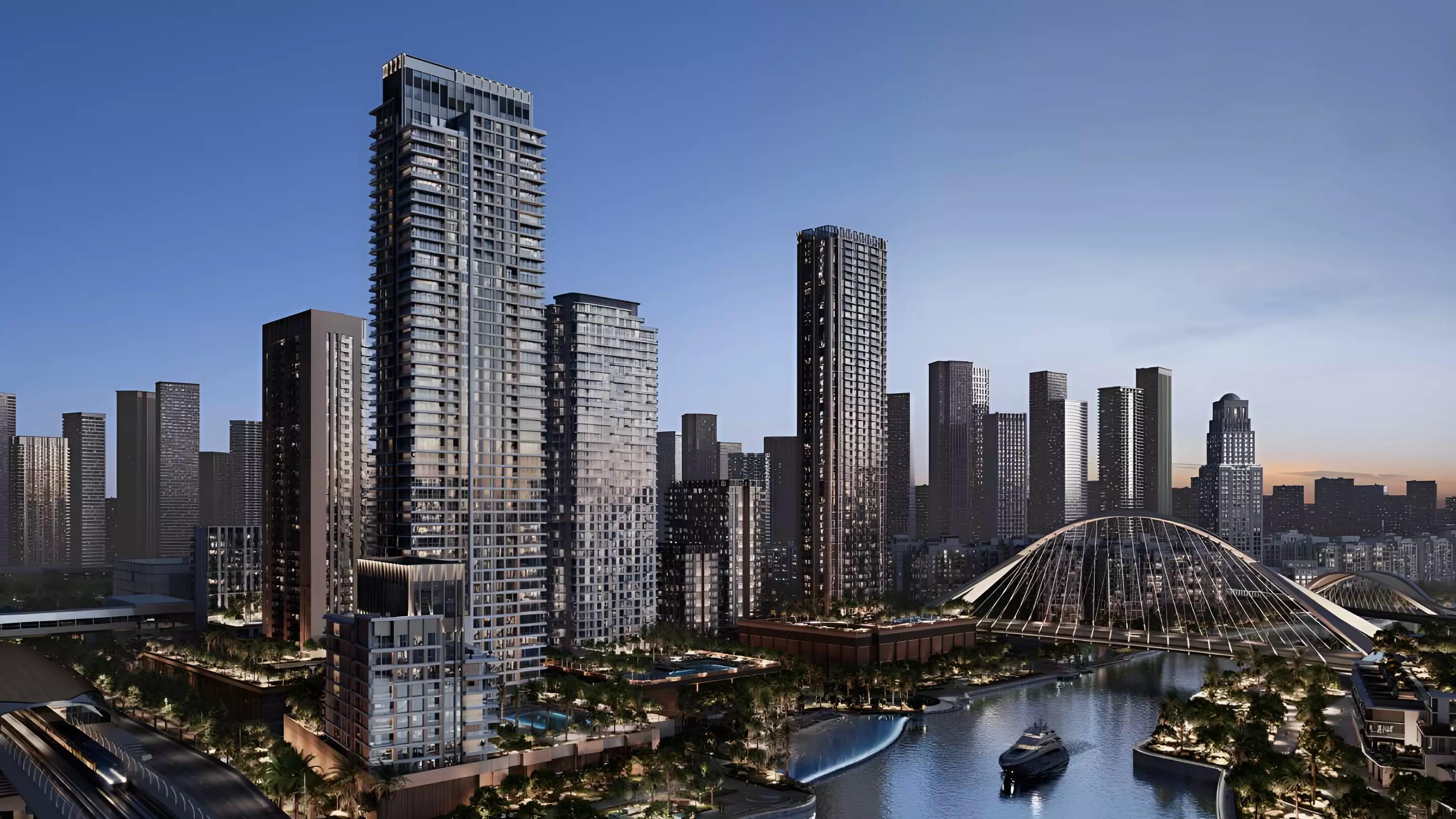 Aeon tower exterior facade at Dubai Creek Harbour, Emaar