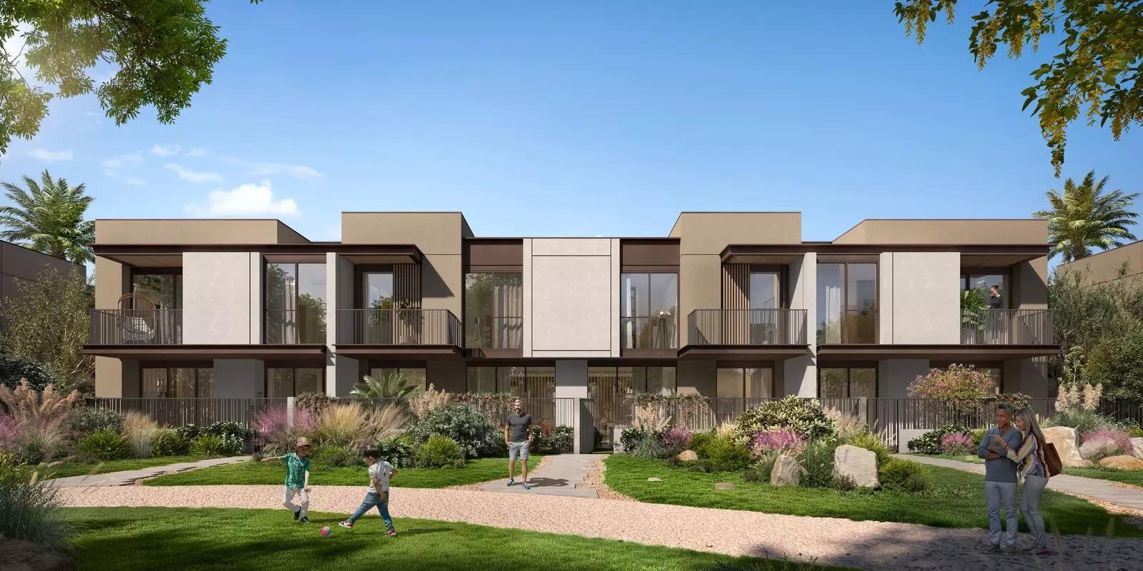 Haven By Aldar townhouse exterior with landscaped frontage, Dubai
