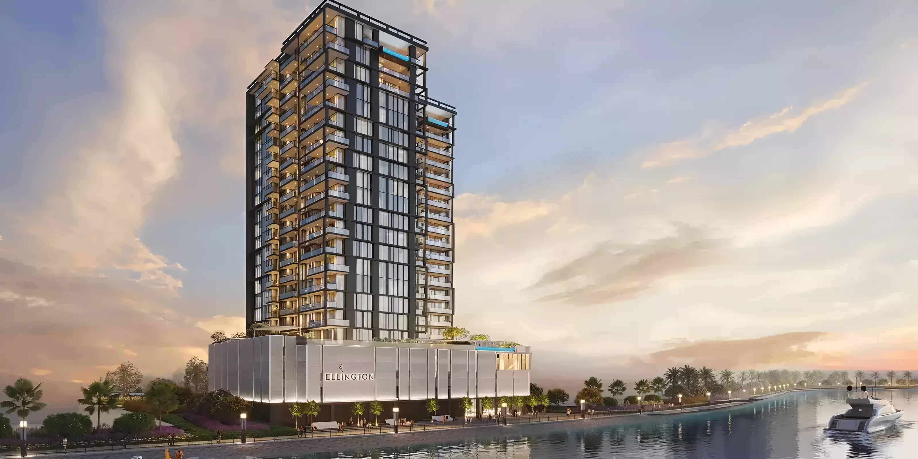The Crestmark tower exterior view in Business Bay, Dubai