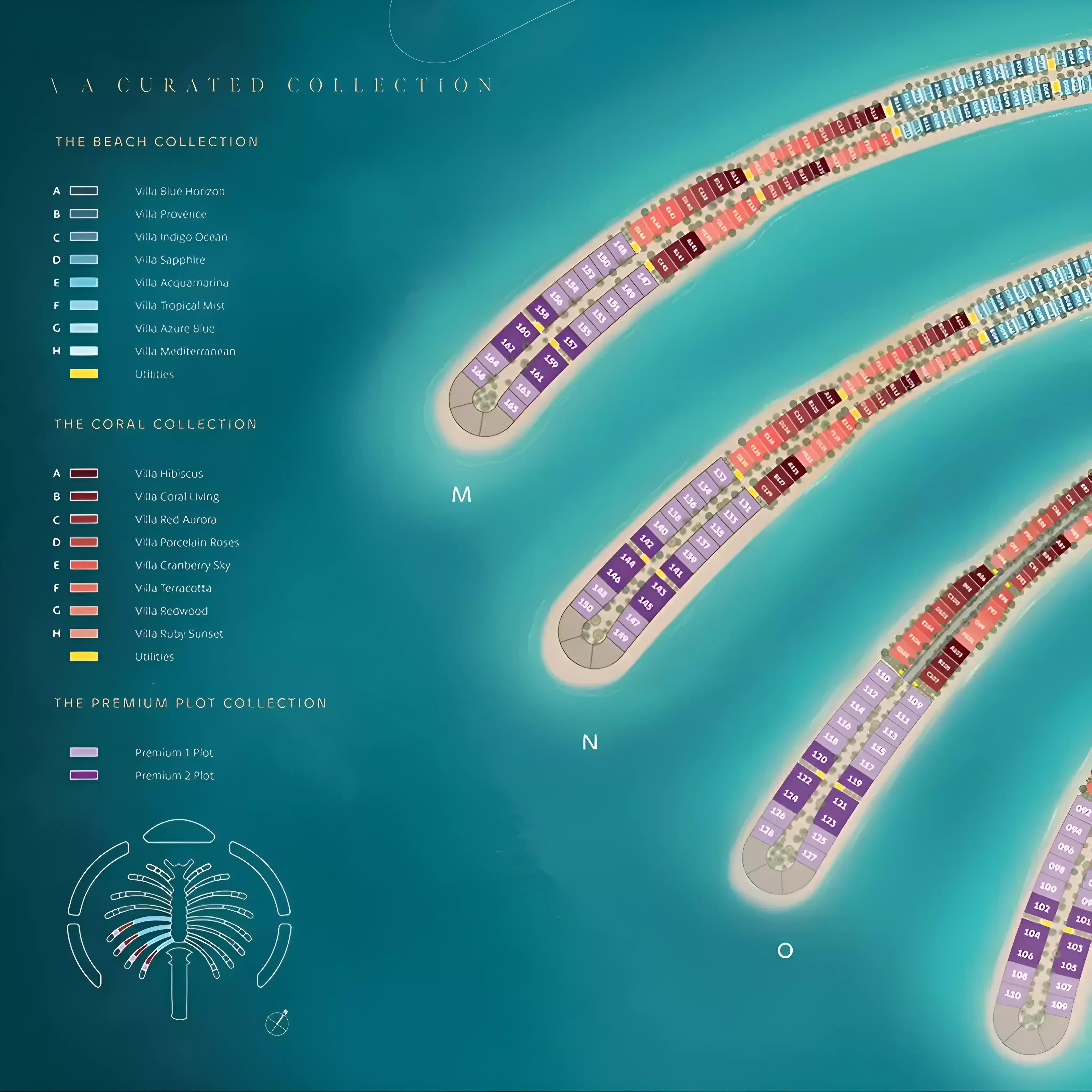 Palm Jebel Ali Frond M master plan layout, Nakheel, Dubai