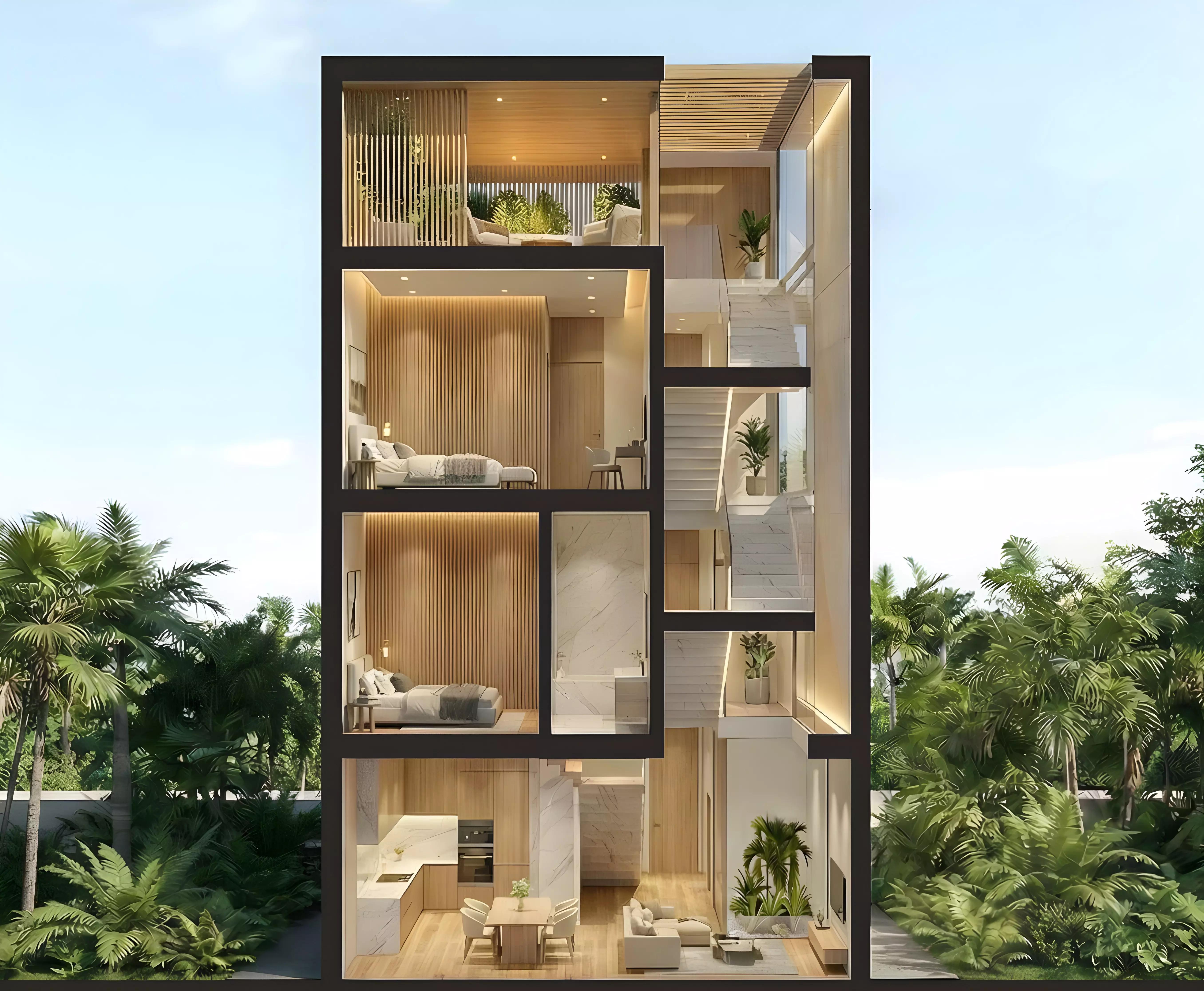 The Rise at Lunaya community pool and amenity area, Jebel Ali, Dubai