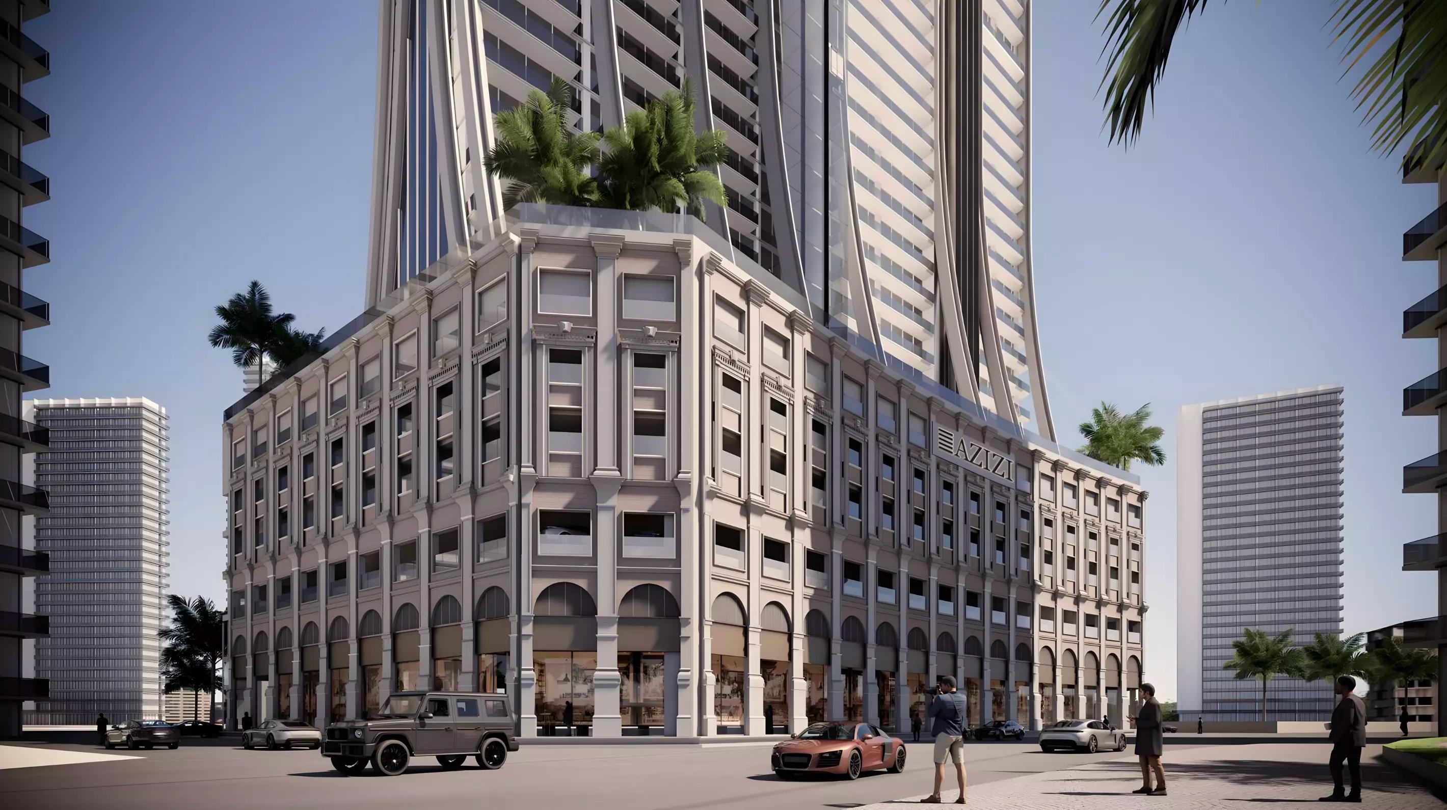 Azizi Milan 55 exterior tower view, City of Arabia, Dubai