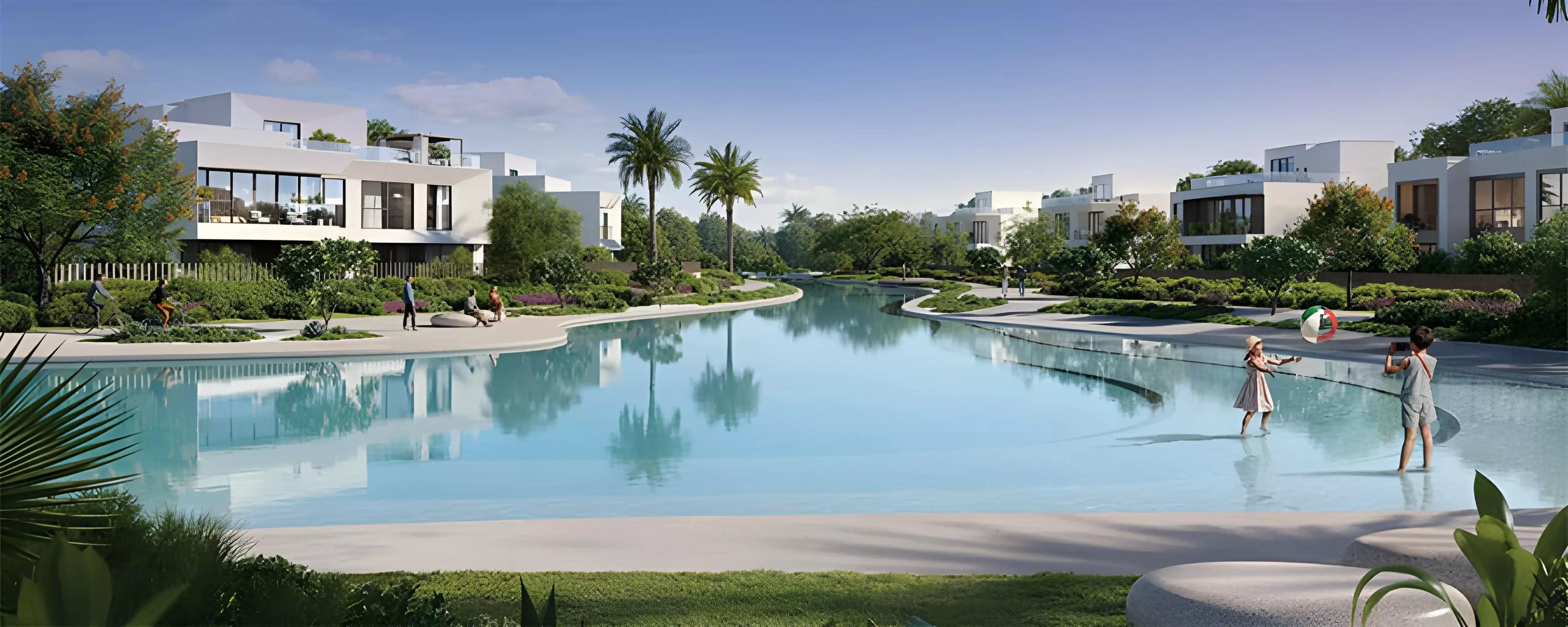 Villa garden and terrace view at Oasis Address Branded Villas, The Oasis by Emaar