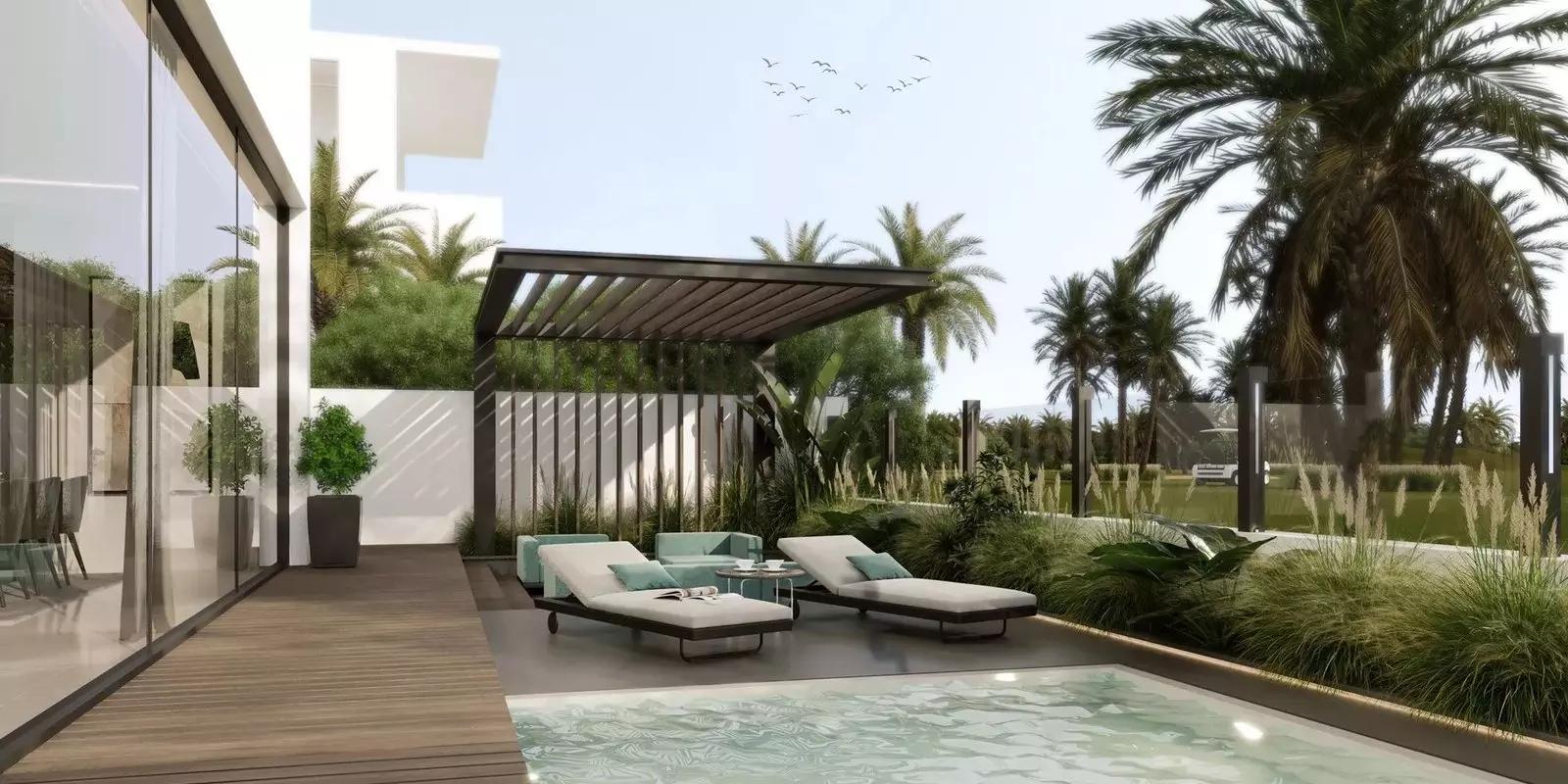 Terra Golf Collection villa facade and driveway, Jumeirah Golf Estates, Dubai