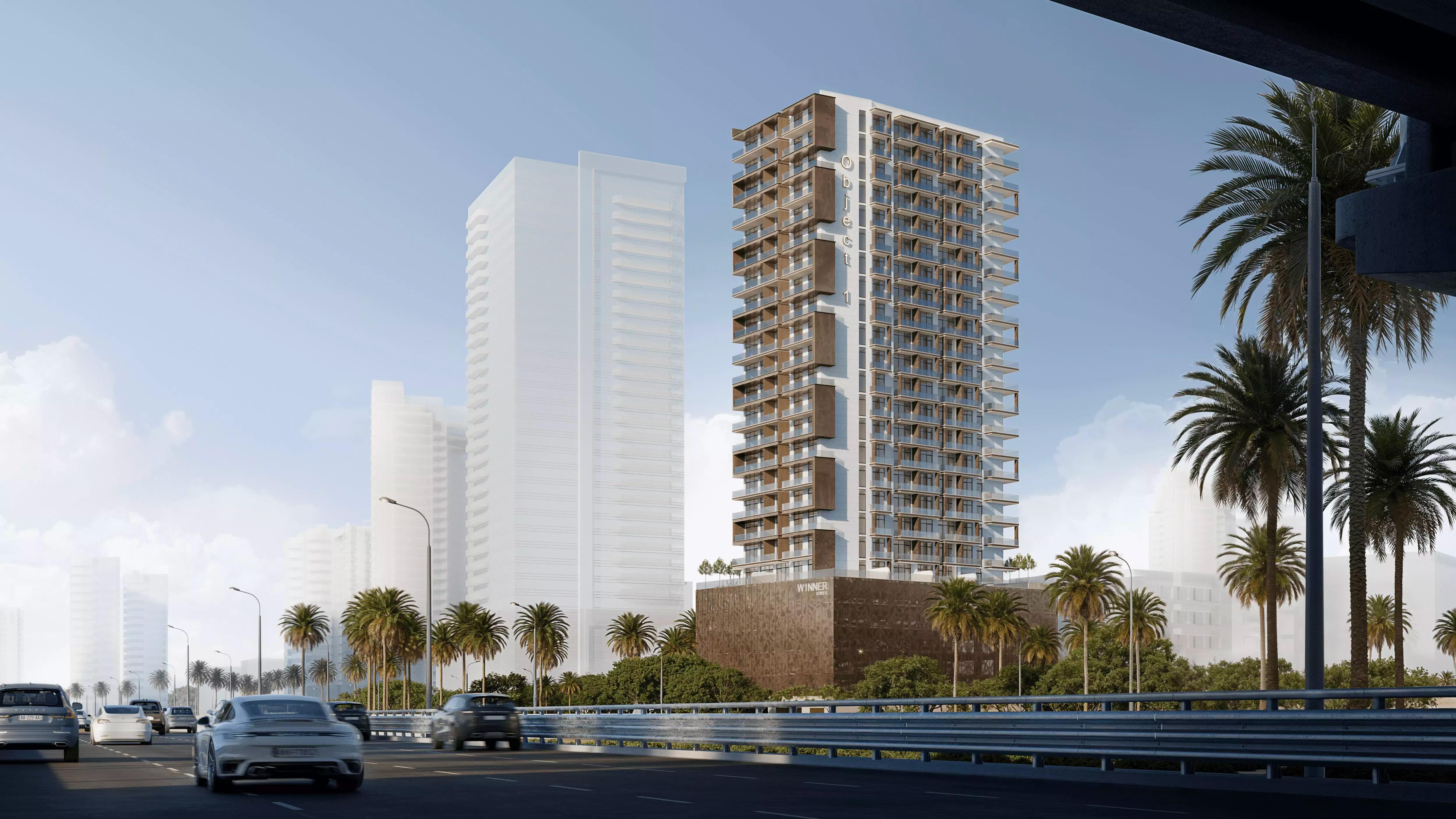 W1nner Tower exterior facade view, Jumeirah Village Triangle, Dubai