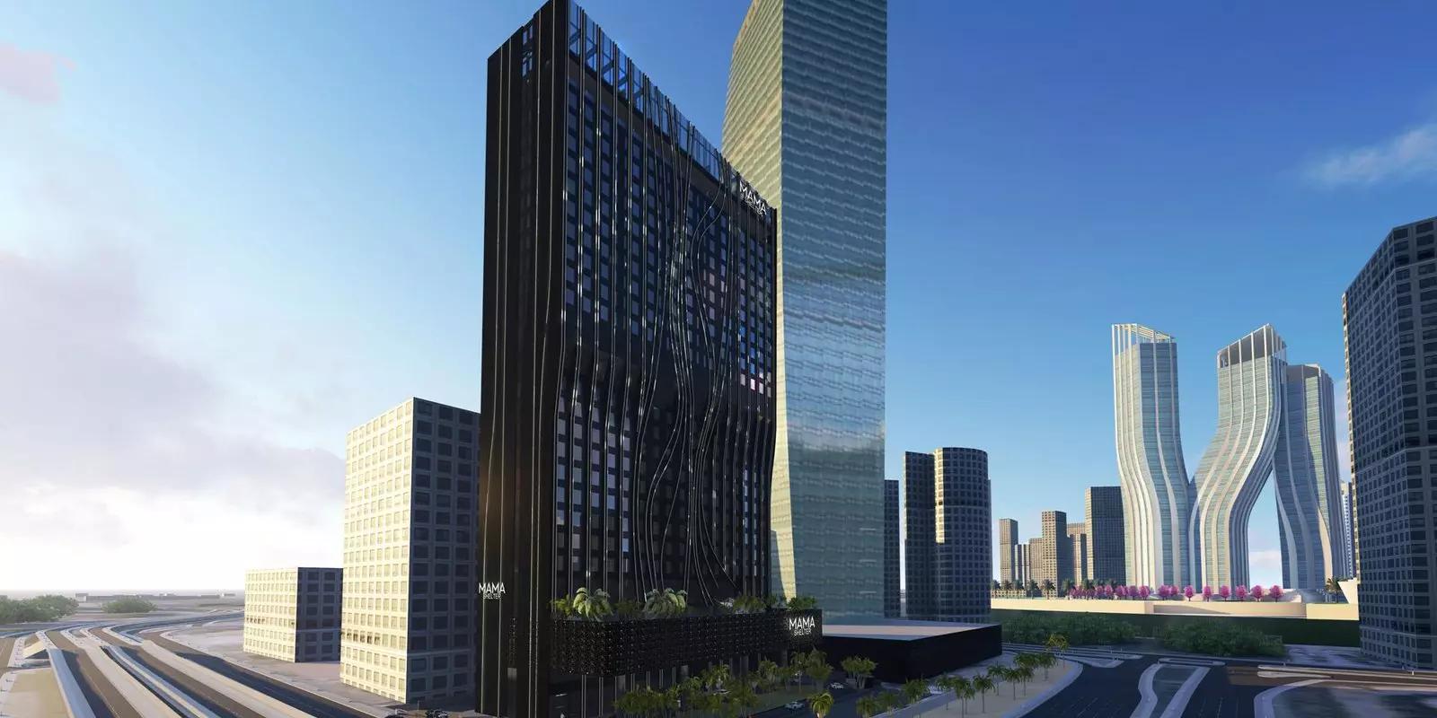 Exterior render of Mama Residences tower in Business Bay, Dubai