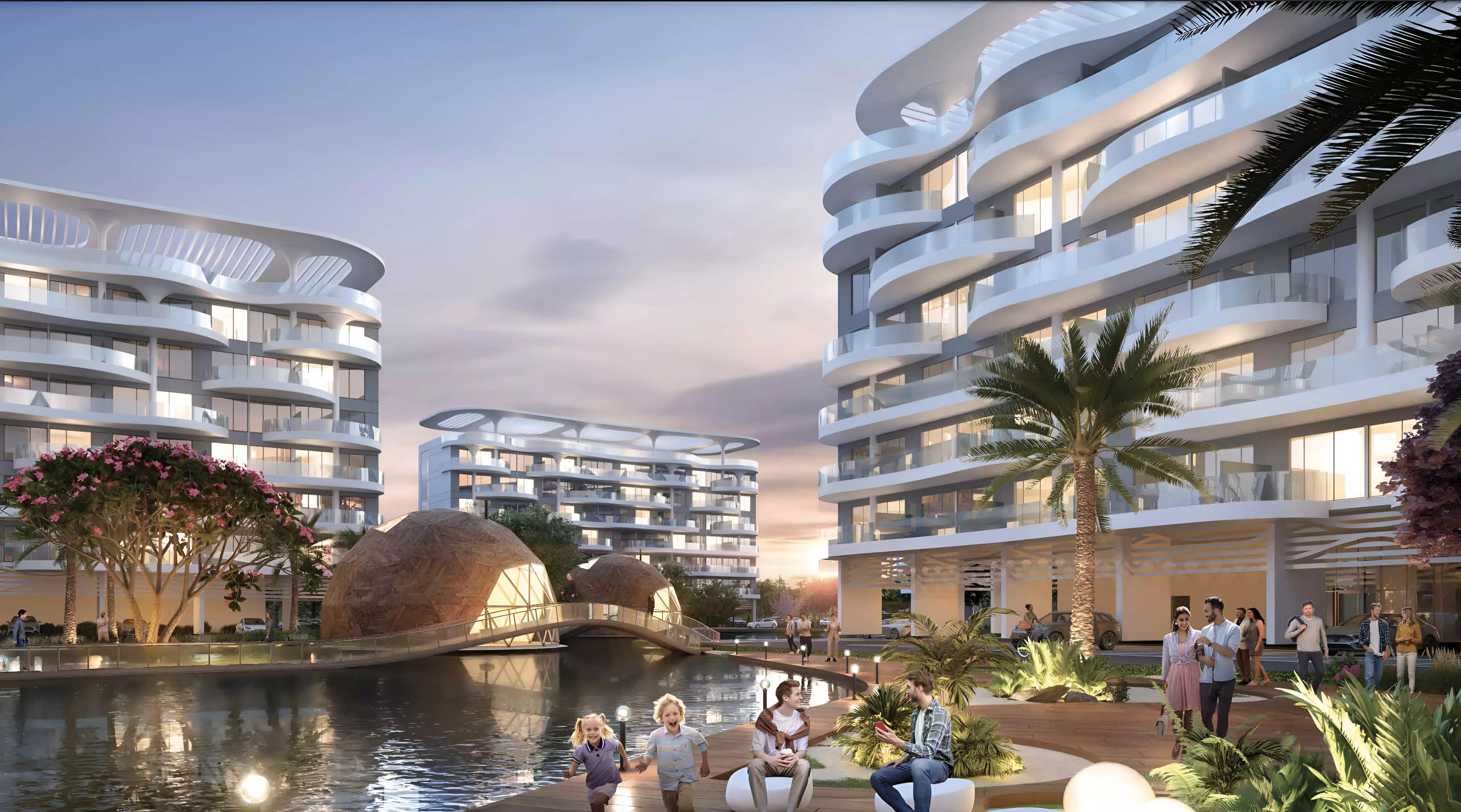 Lagoon Views Phase 7 facade and landscaped surroundings, DAMAC Lagoons