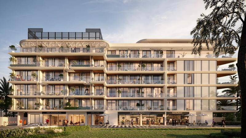 Woodland Terraces exterior facade view, MBR City District 11, Dubai