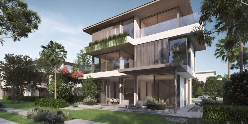 Nad Al Sheba Gardens villa exterior with landscaped frontage, Nad Al Sheba, Dubai