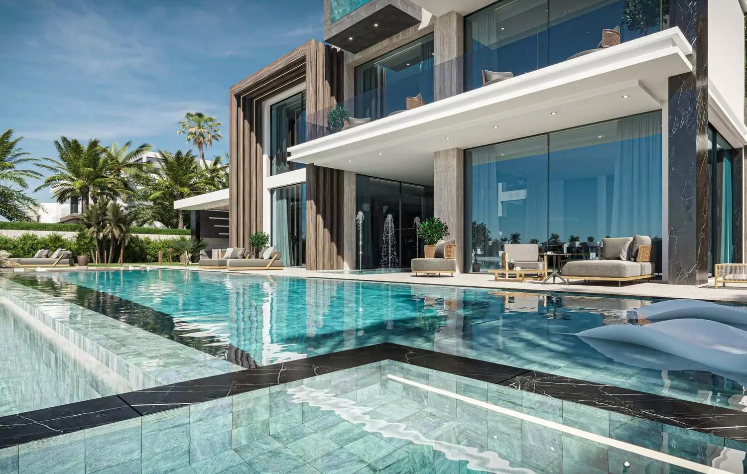 Villa Amaya indoor swimming pool interior, Palm Jumeirah