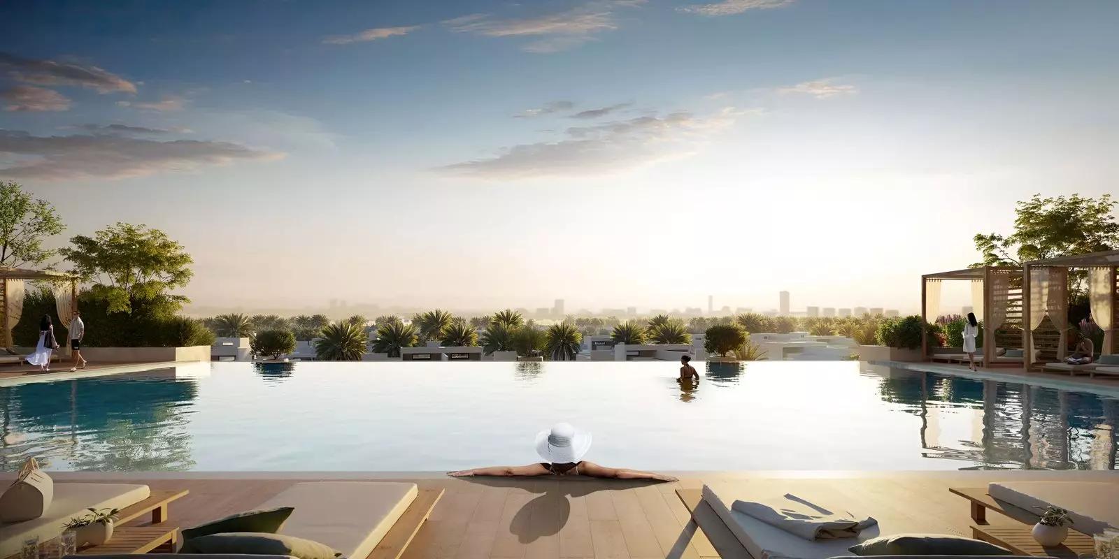 Parkside Views shared pool deck and outdoor seating area