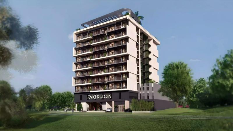 Vista Verde apartment building exterior facade, Dubai Production City