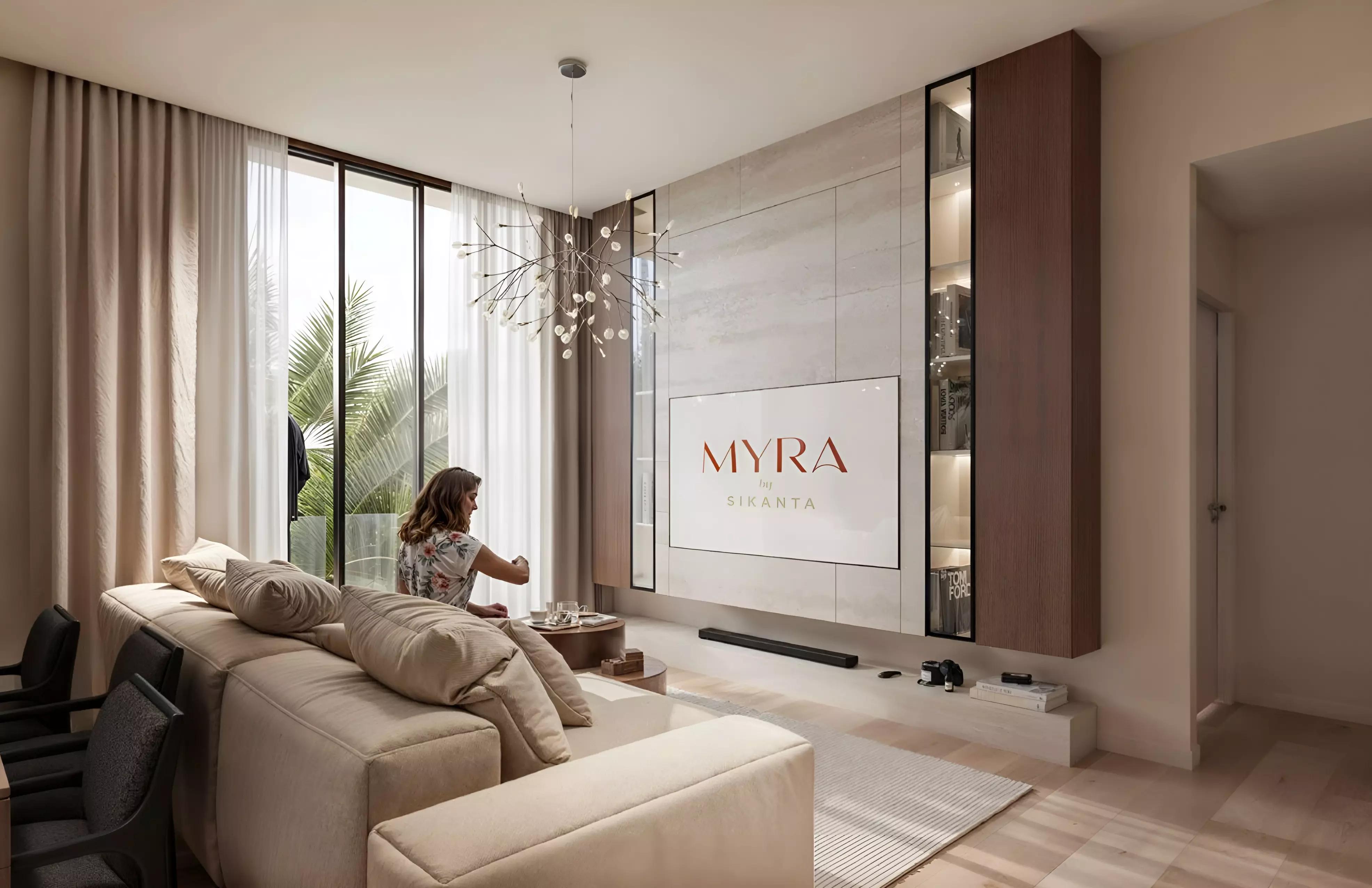 Myra Residences apartment interior living space, Dubai South