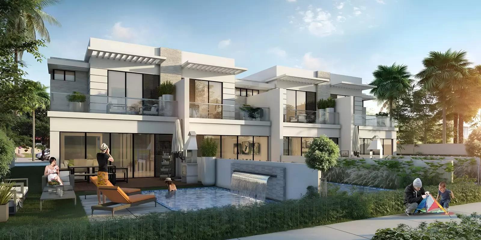 Silver Springs 3 villa exterior with landscaped front garden, DAMAC Hills, Dubai