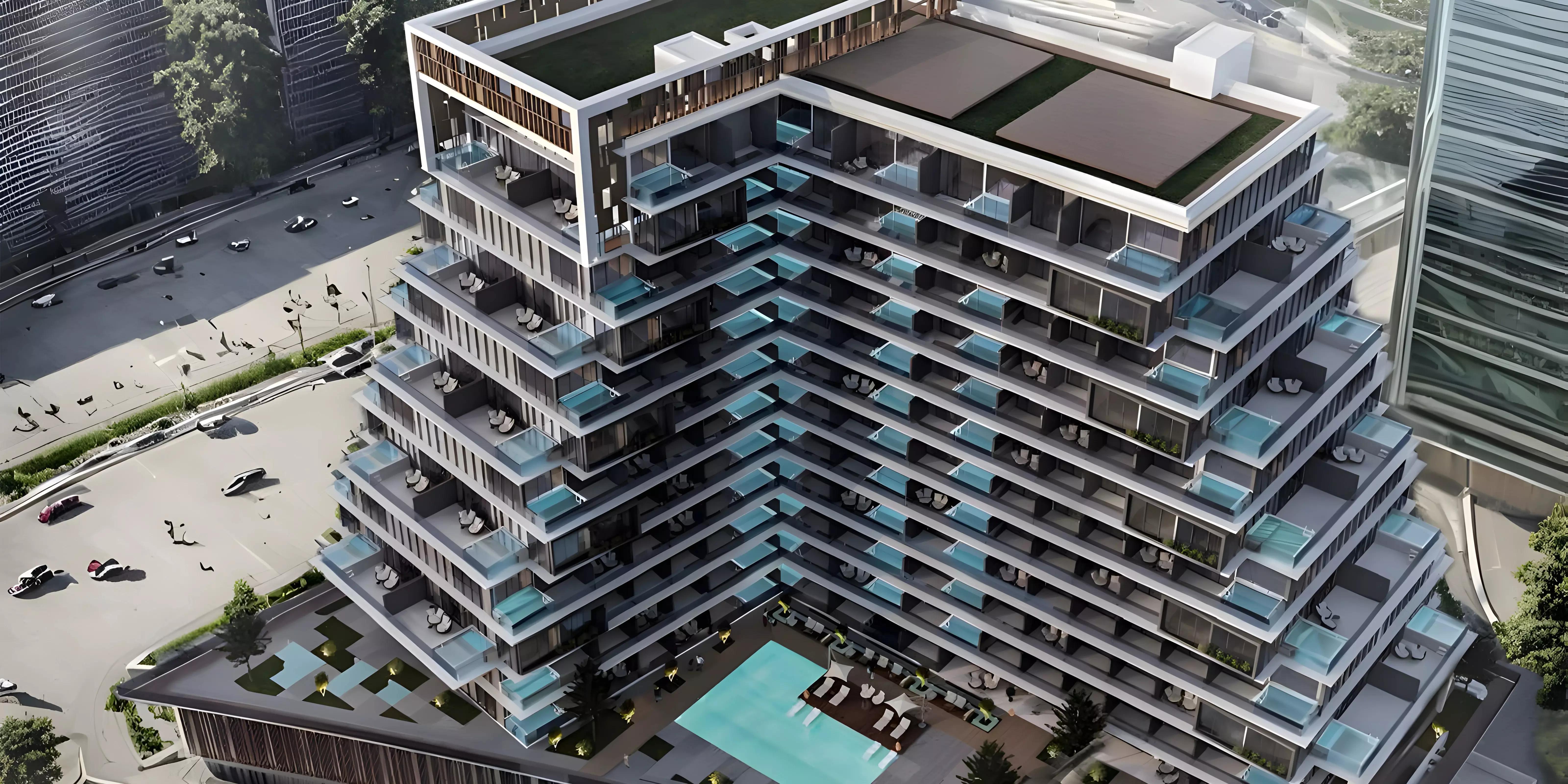 Nas 3 Residence exterior building facade in Arjan, Dubai
