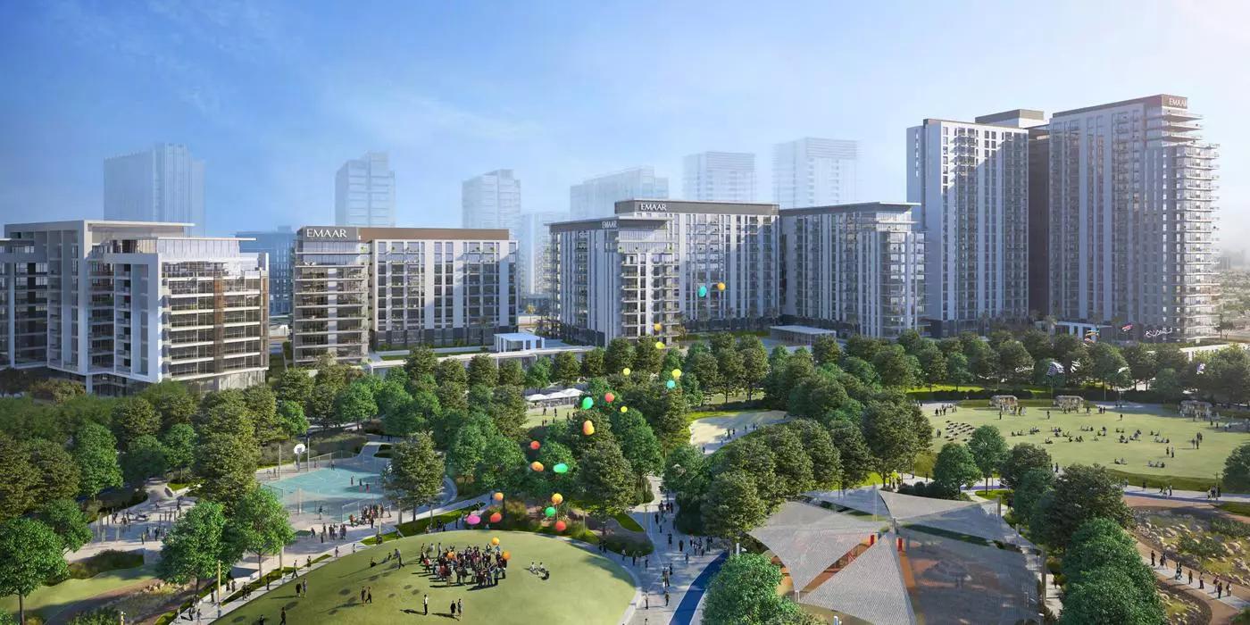 Greenside Residence building entrance and grounds, Dubai Hills Estate, Dubai