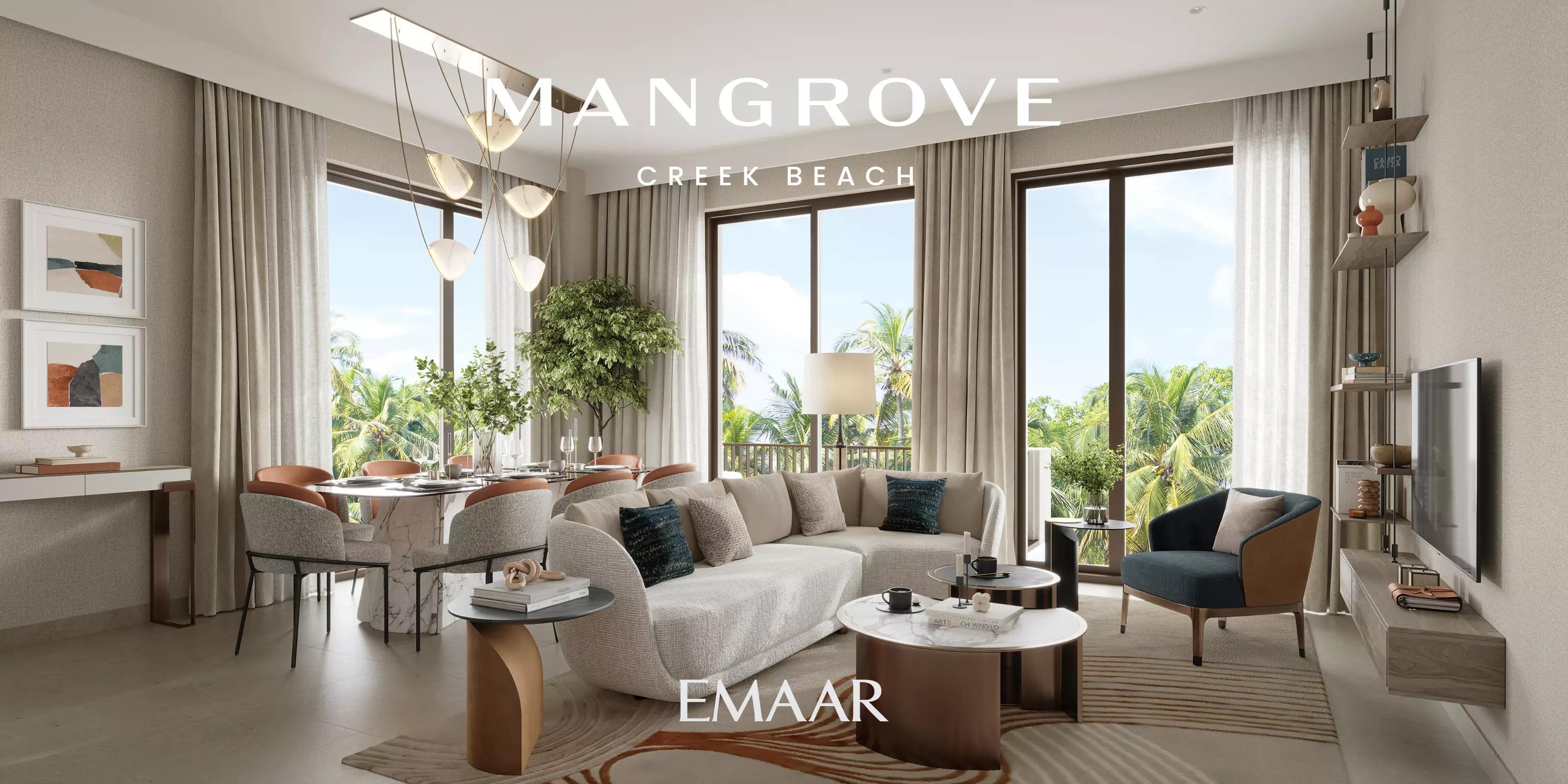 Mangrove by Emaar landscaped gardens and walkway, Creek Beach