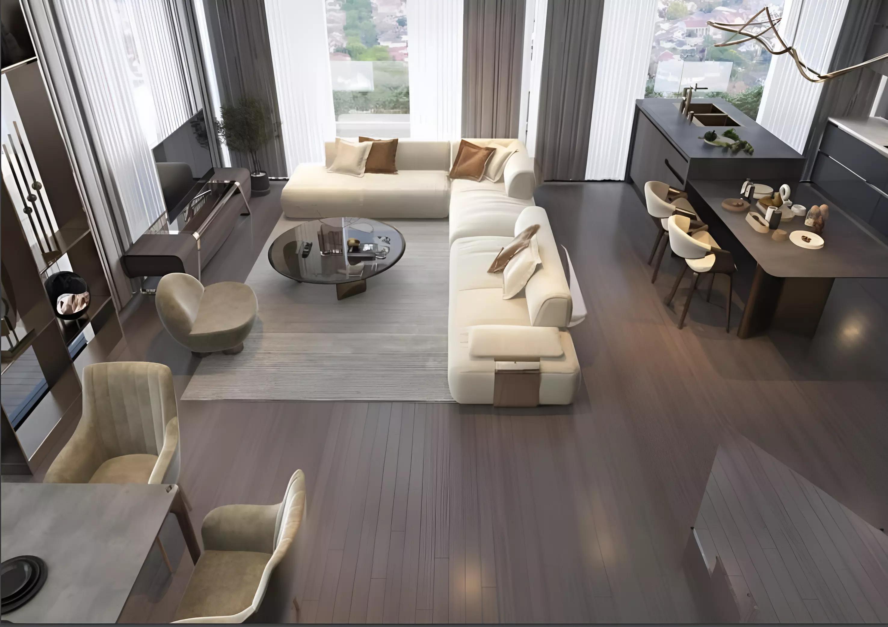 Sky Living duplex unit layout render, JVC, Dubai