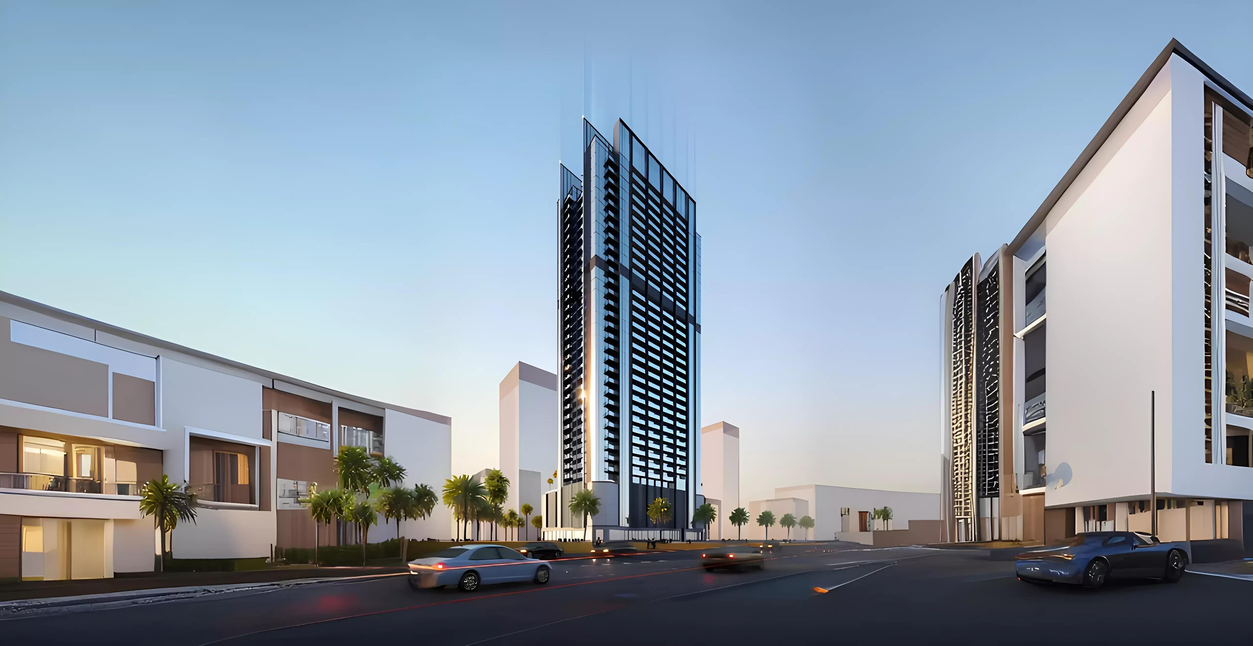 Jade Tower exterior facade view, Majan, Dubai