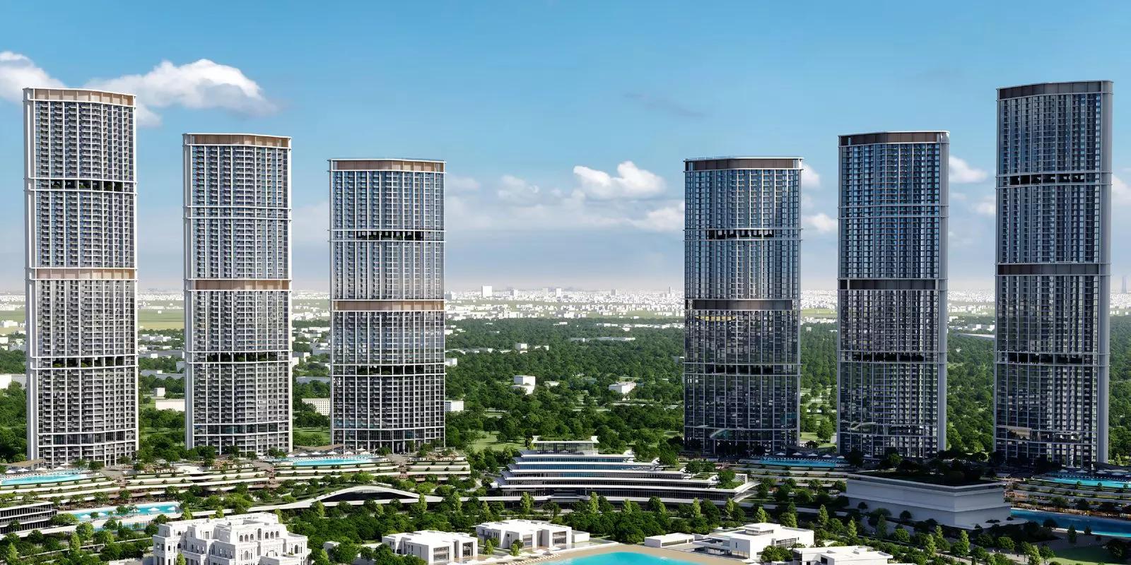 Landscaped gardens and outdoor amenity area, 360 Riverside Crescent, Sobha Hartland II