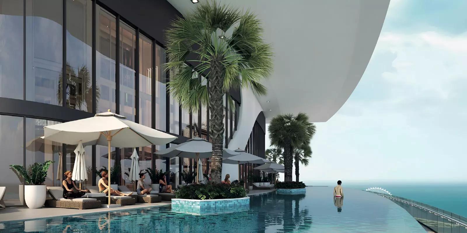 Sobha Seahaven balcony with harbour and skyline view