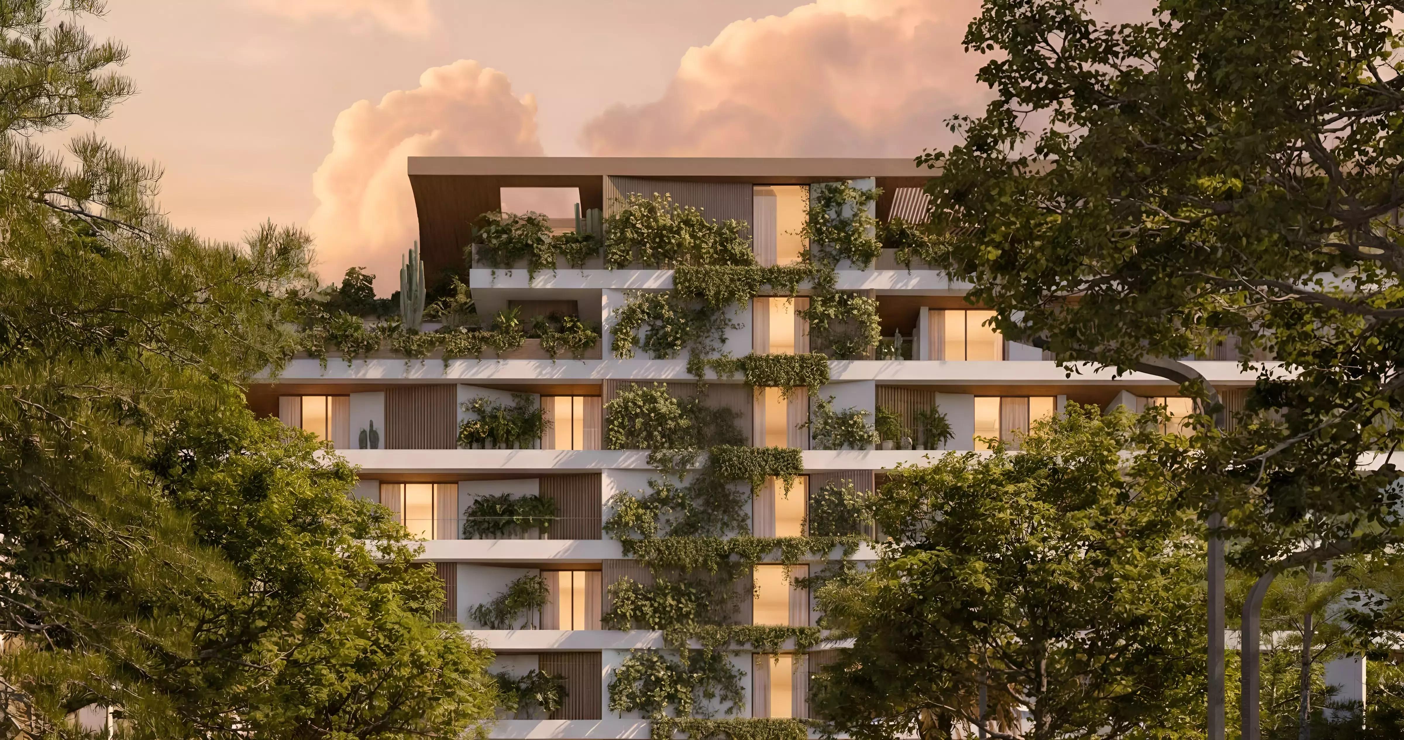 Shore at Lunaya Terraces exterior facade view, Jebel Ali, Dubai