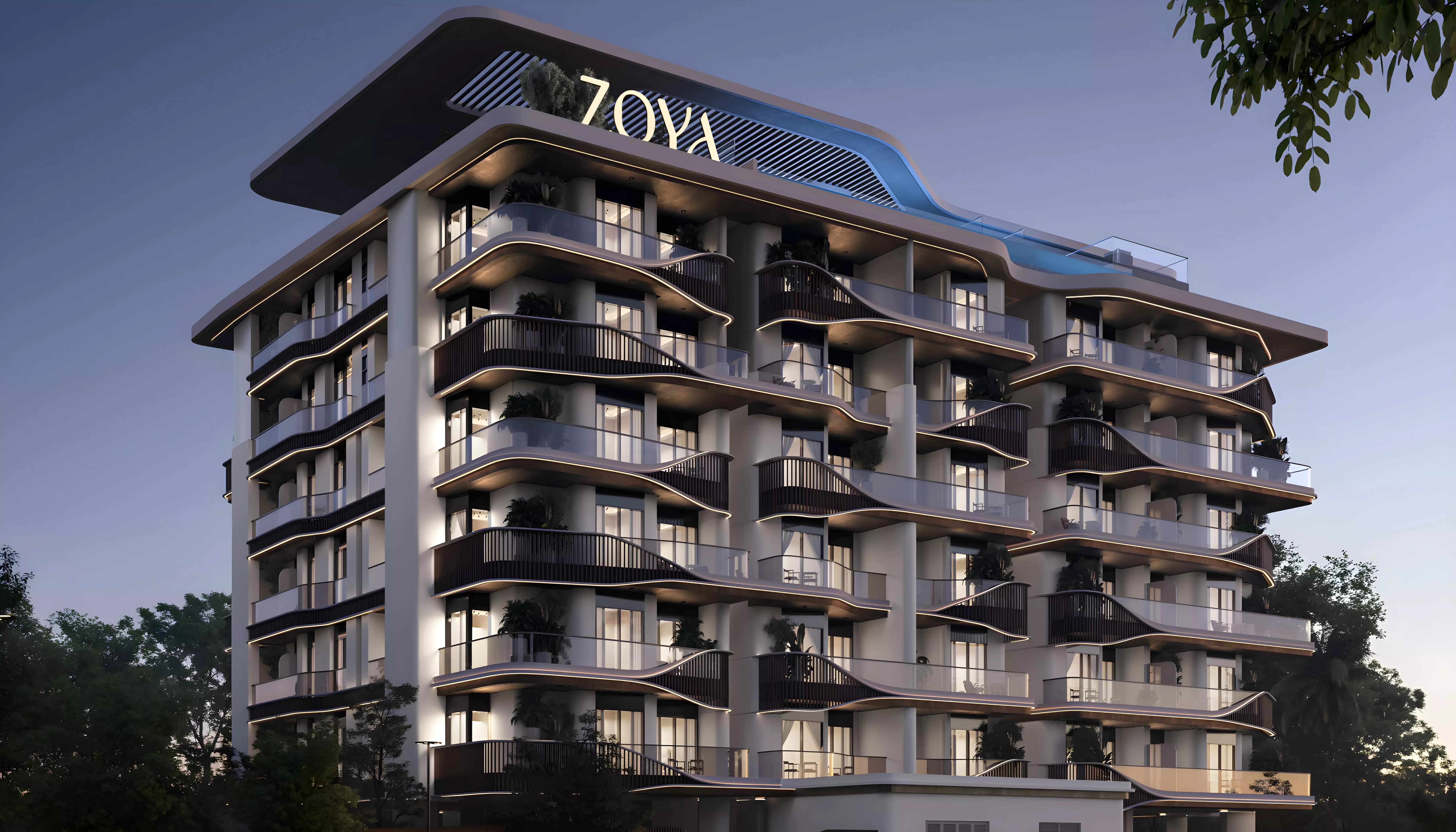 Elinor apartment tower exterior facade, Dubai South, Dubai