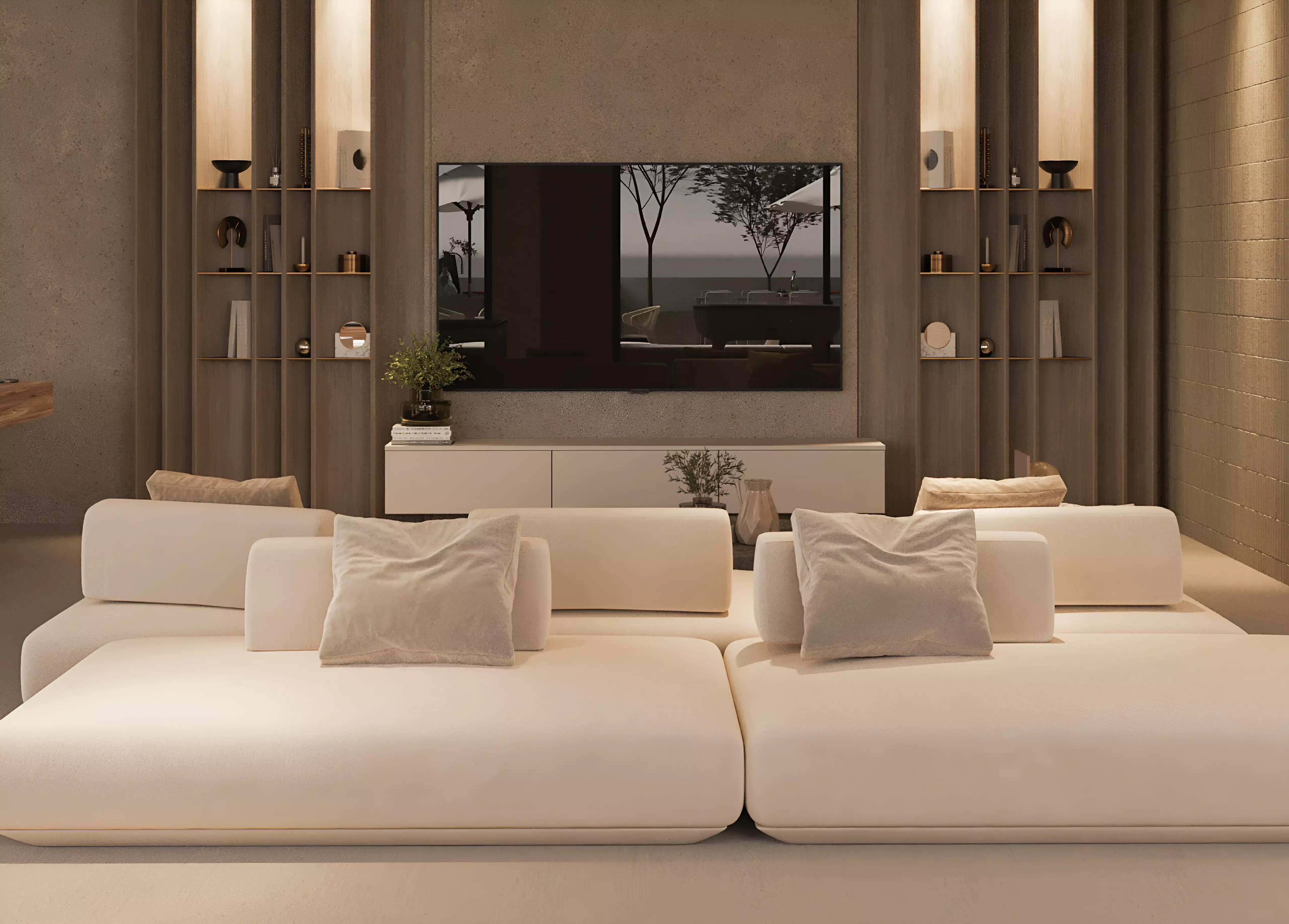 Floarea Grande apartment interior living space, Arjan, Dubai