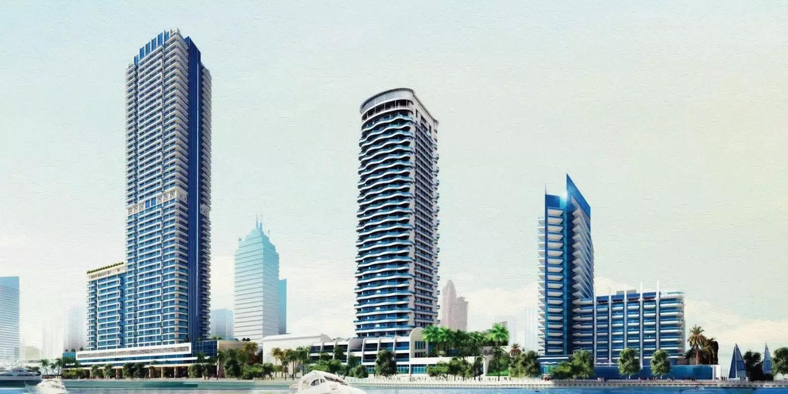 Orra the Embankment residential facade and entrance, JLT, Dubai