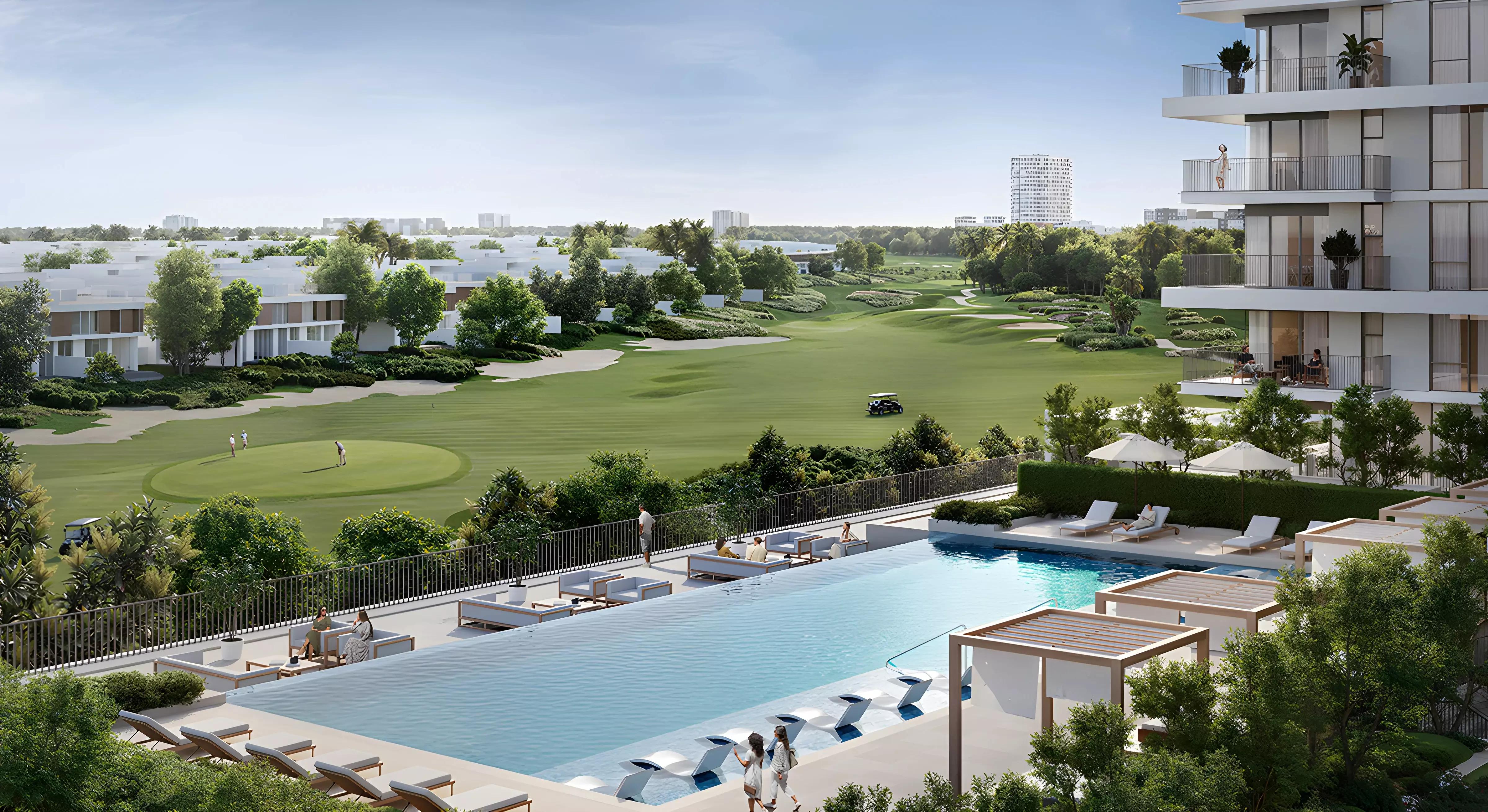 Golf Meadow interior living space render, Dubai South