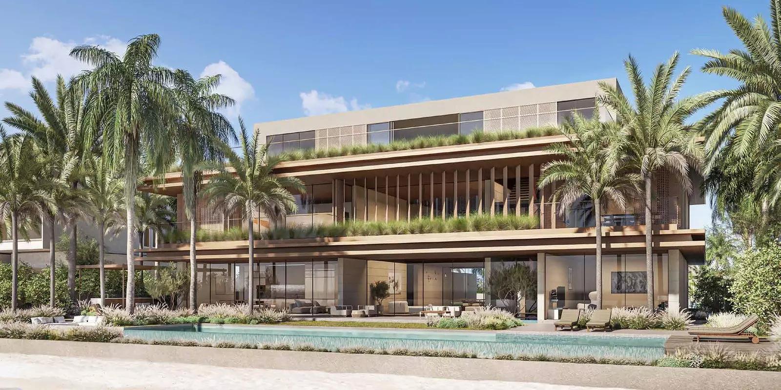 Outdoor terrace and private garden view, The Coral Collection Villas, Palm Jebel Ali, Dubai
