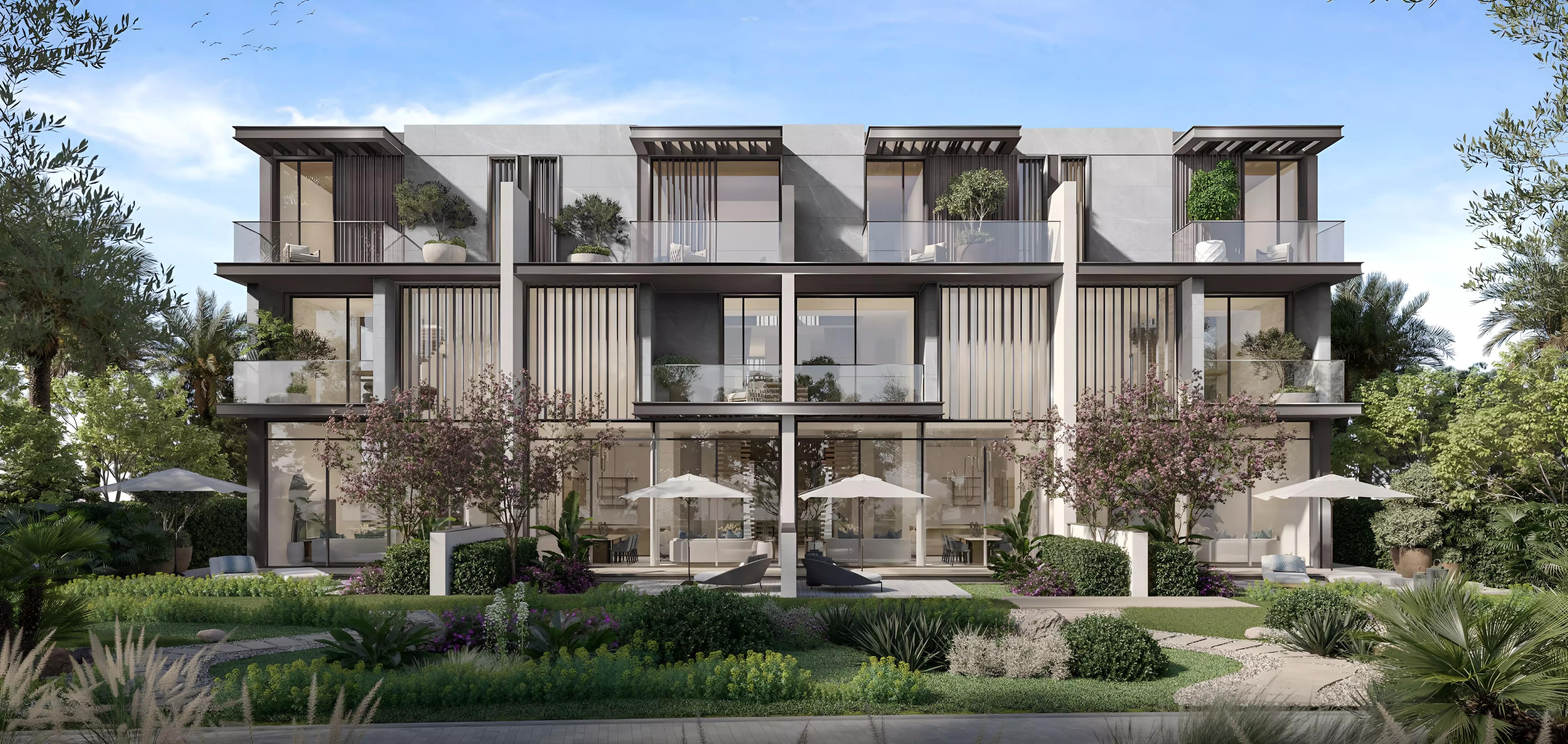 Nad Al Sheba Gardens Phase 9 villa exterior with landscaped frontage, Dubai