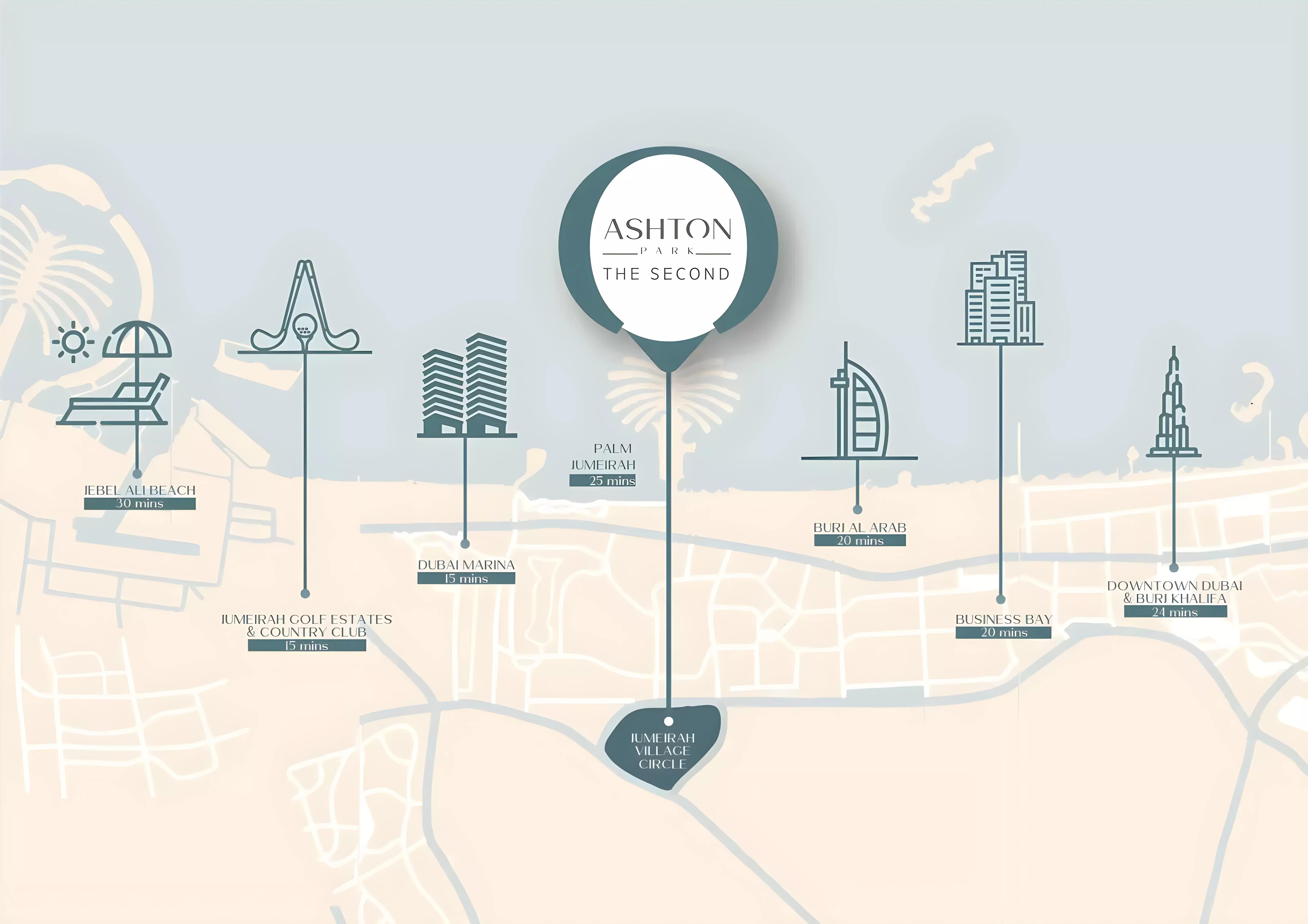 Master plan layout of Ashton Park Residences The Second, JVC, Dubai