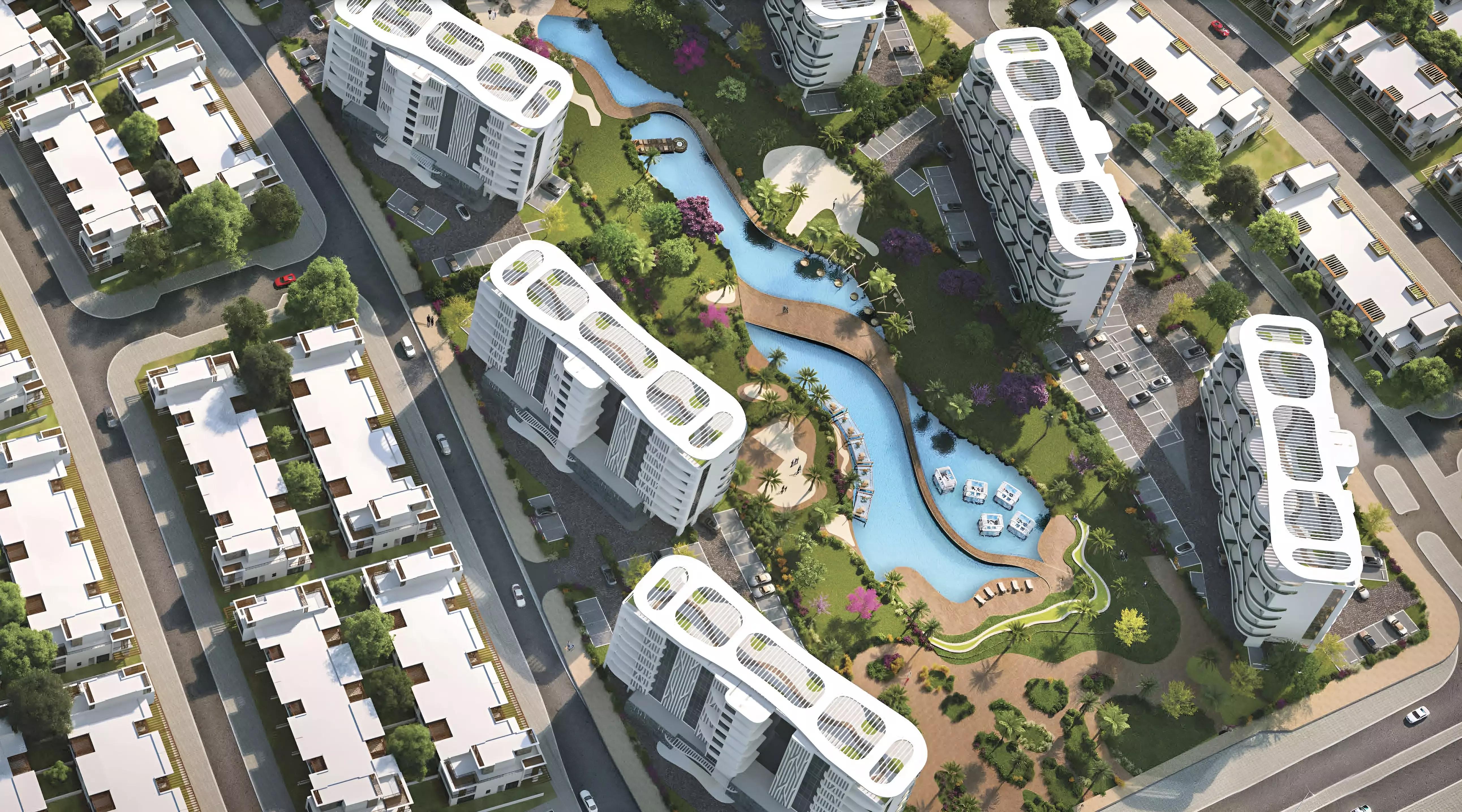 Amenity deck with infinity pool at Lagoon Views 9, Damac Lagoons
