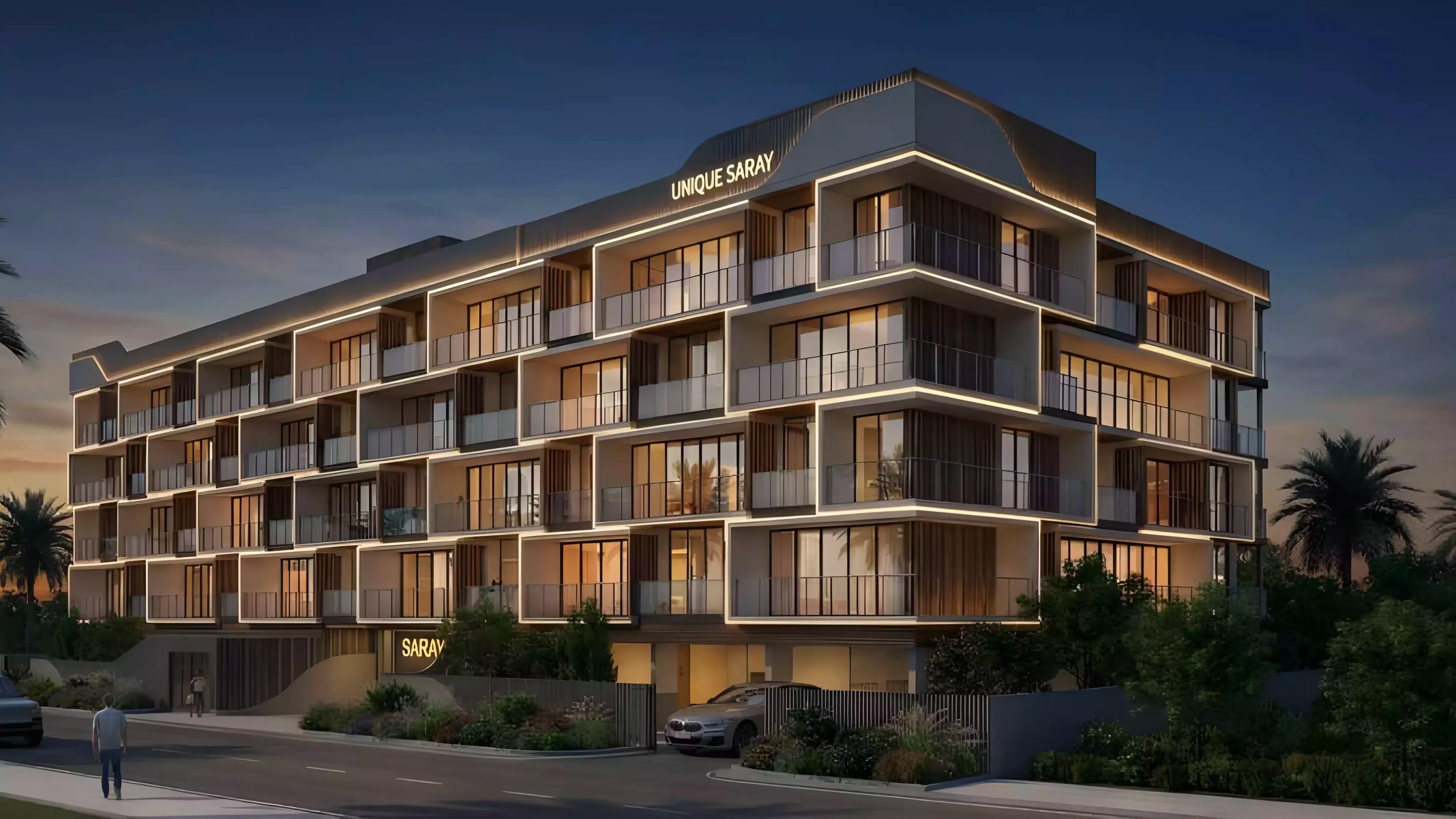Saray South residential building exterior in Dubai South, Dubai