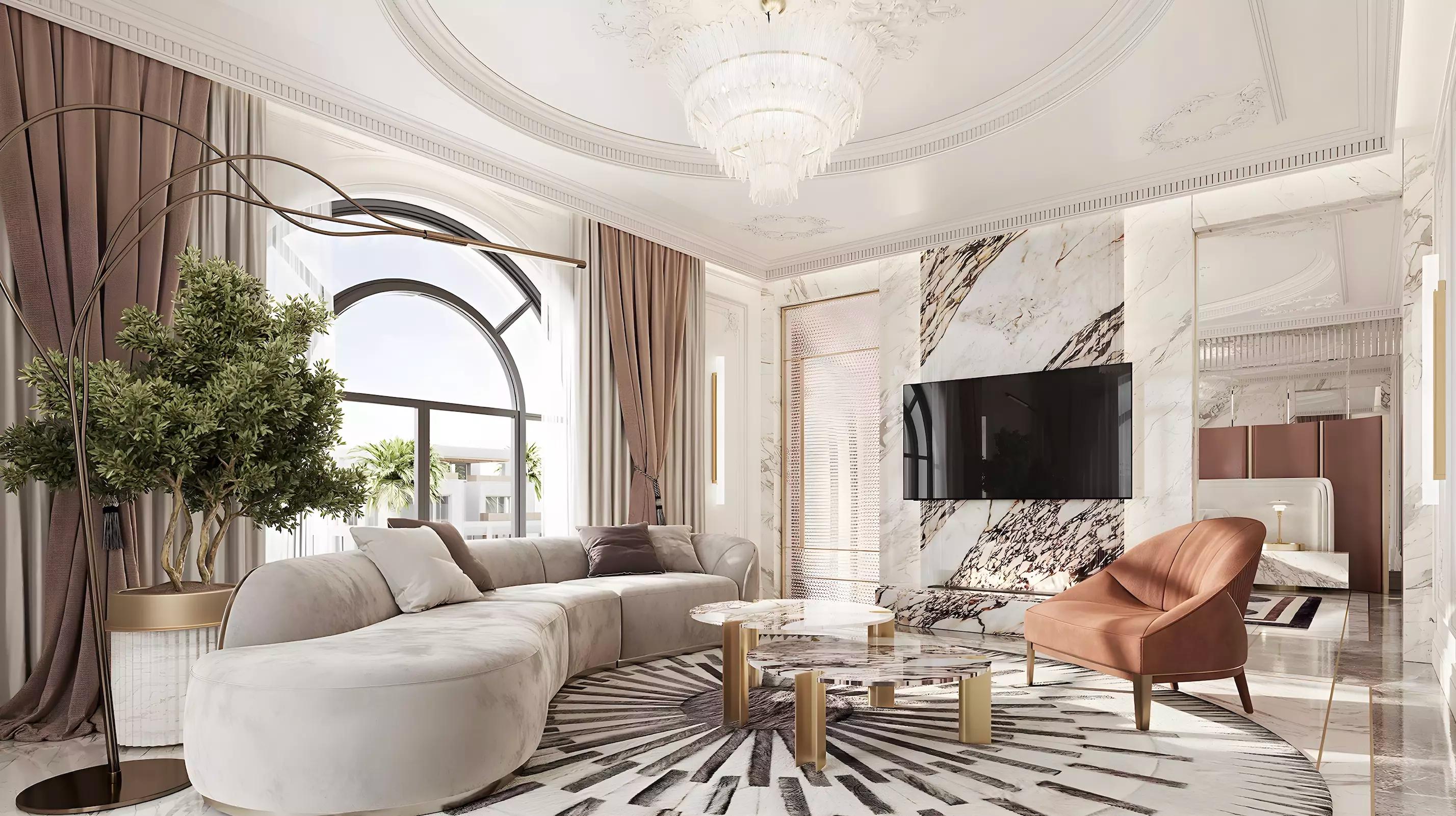 Monaco Mansions villa facade and driveway, Azizi Venice