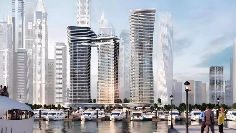 Sobha Seahaven tower exterior view on Dubai Harbour waterfront