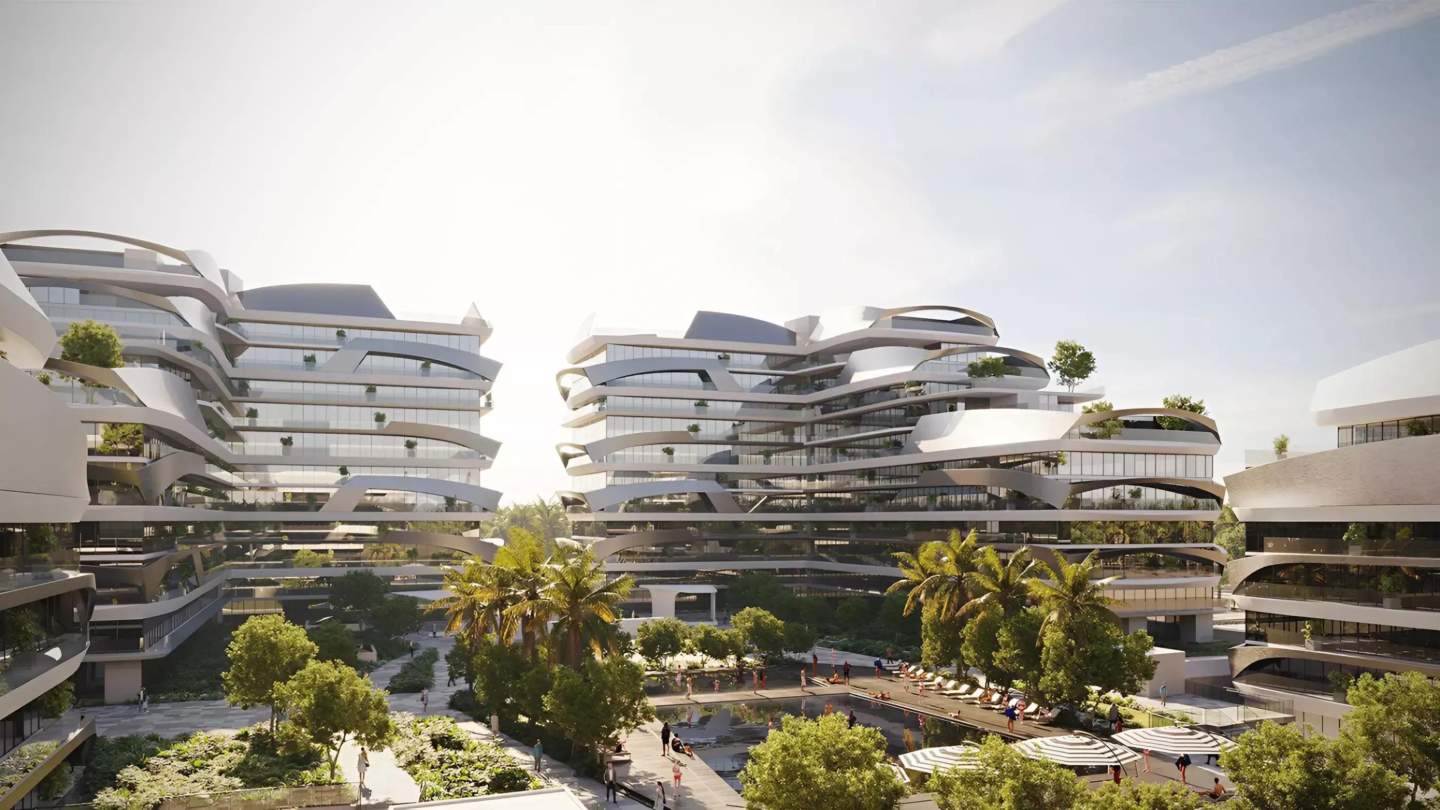 Tonino Lamborghini Residences building facade and entrance, Nad Al Sheba, Dubai