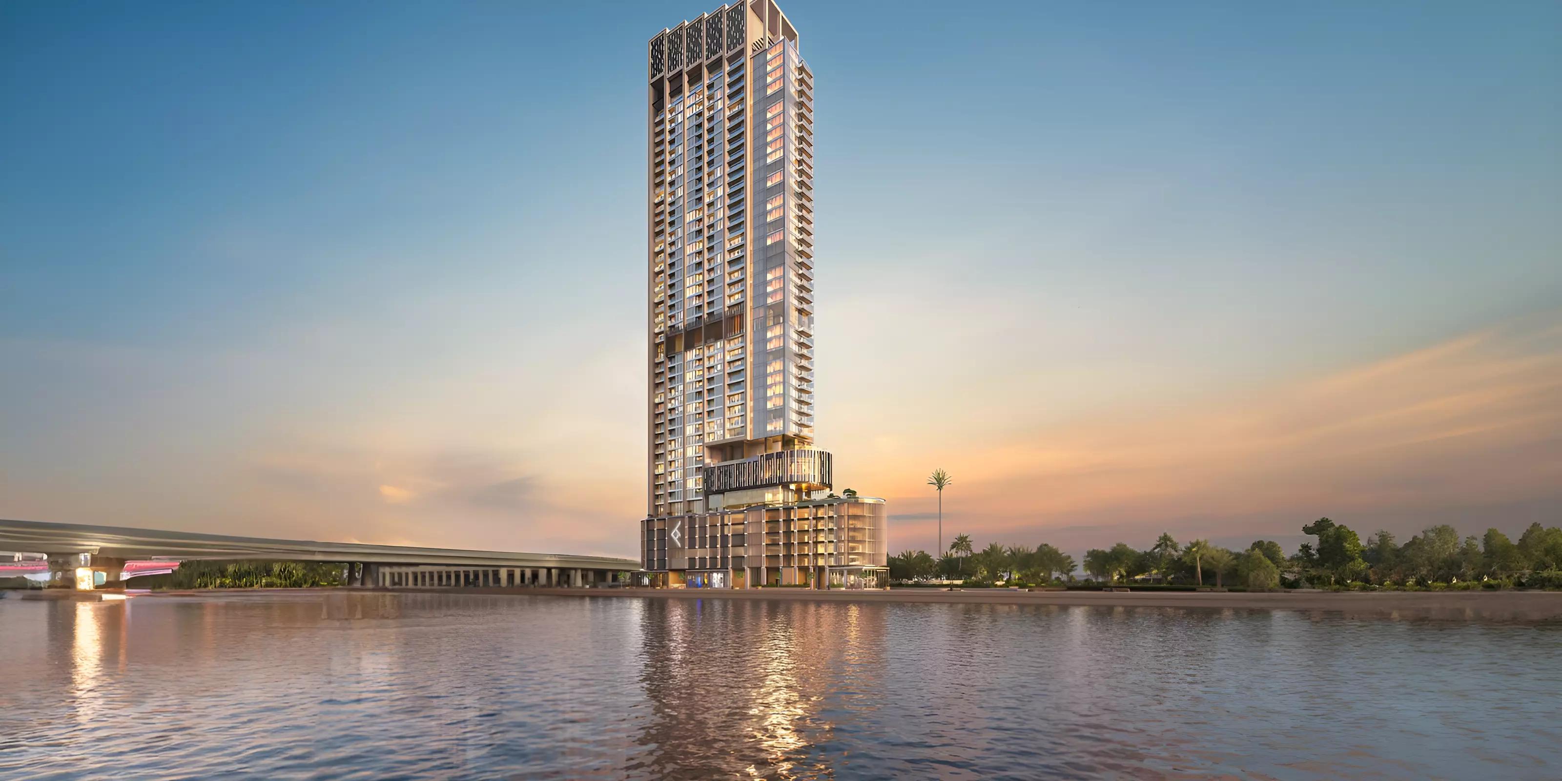 Elaris Rise exterior building facade, Jumeirah Village Triangle, Dubai