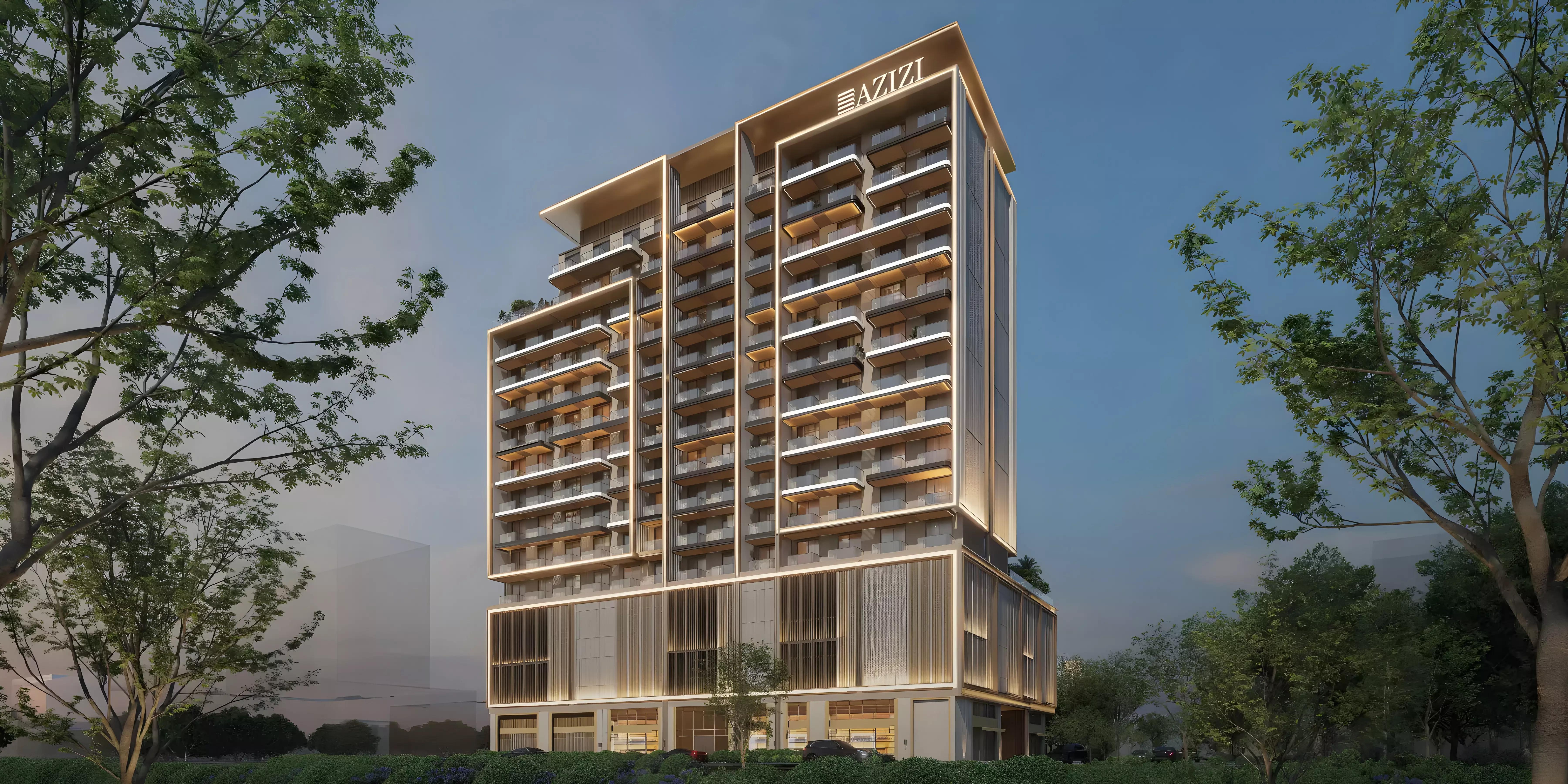 Azizi Gabriel apartment tower exterior view, Jebel Ali, Dubai