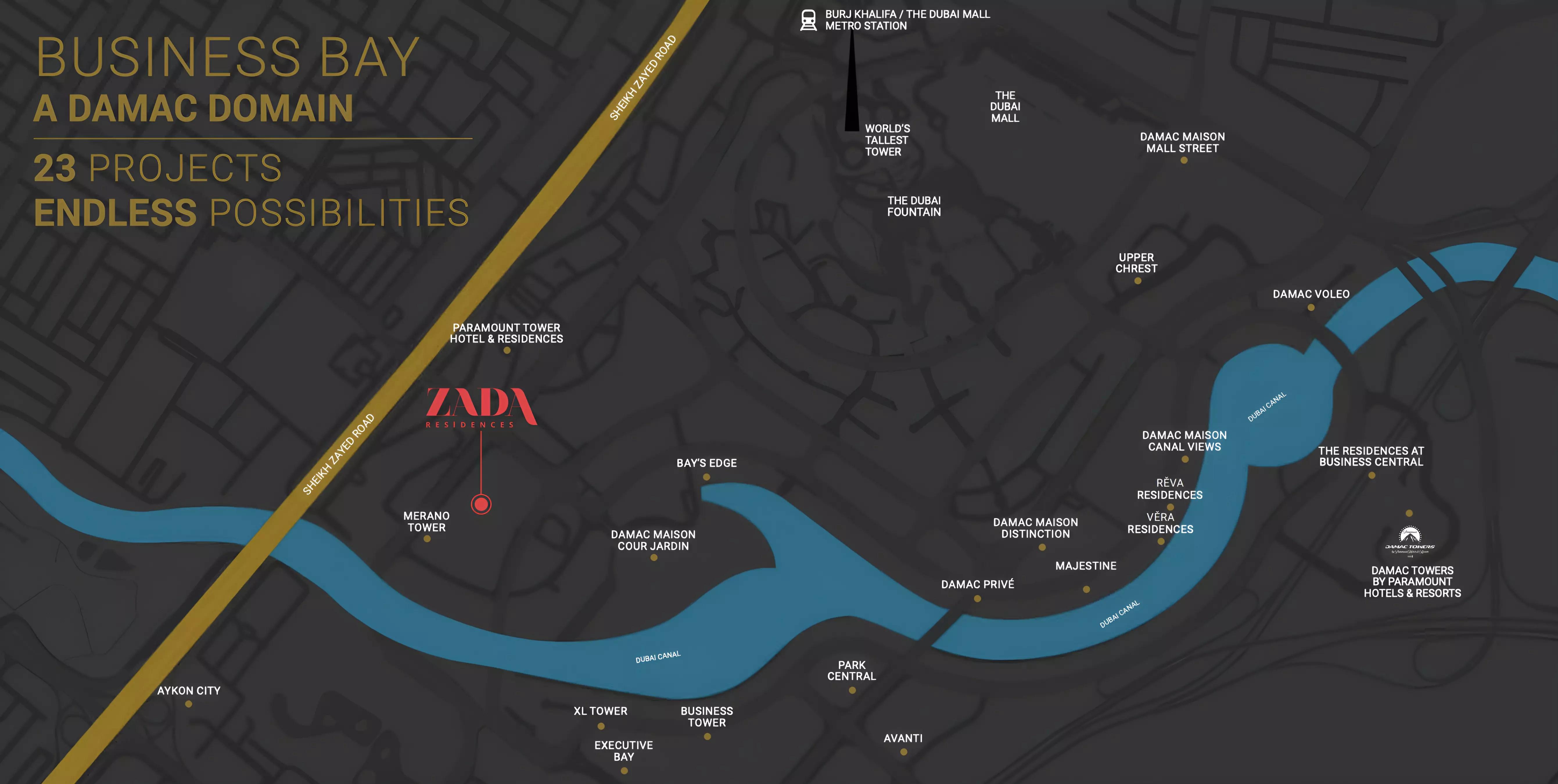 Zada Tower master plan layout, Business Bay, Dubai