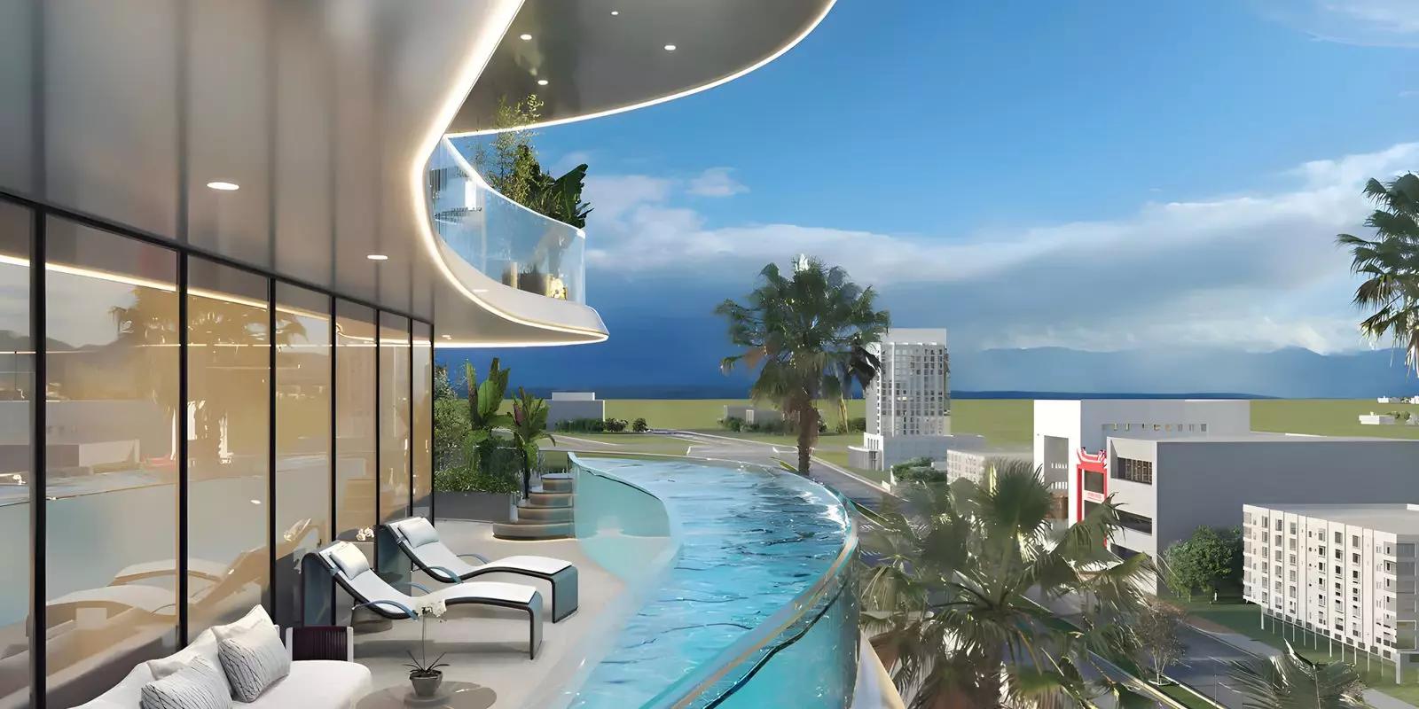 Volga Tower shared pool and amenity deck, Jumeirah Village Triangle