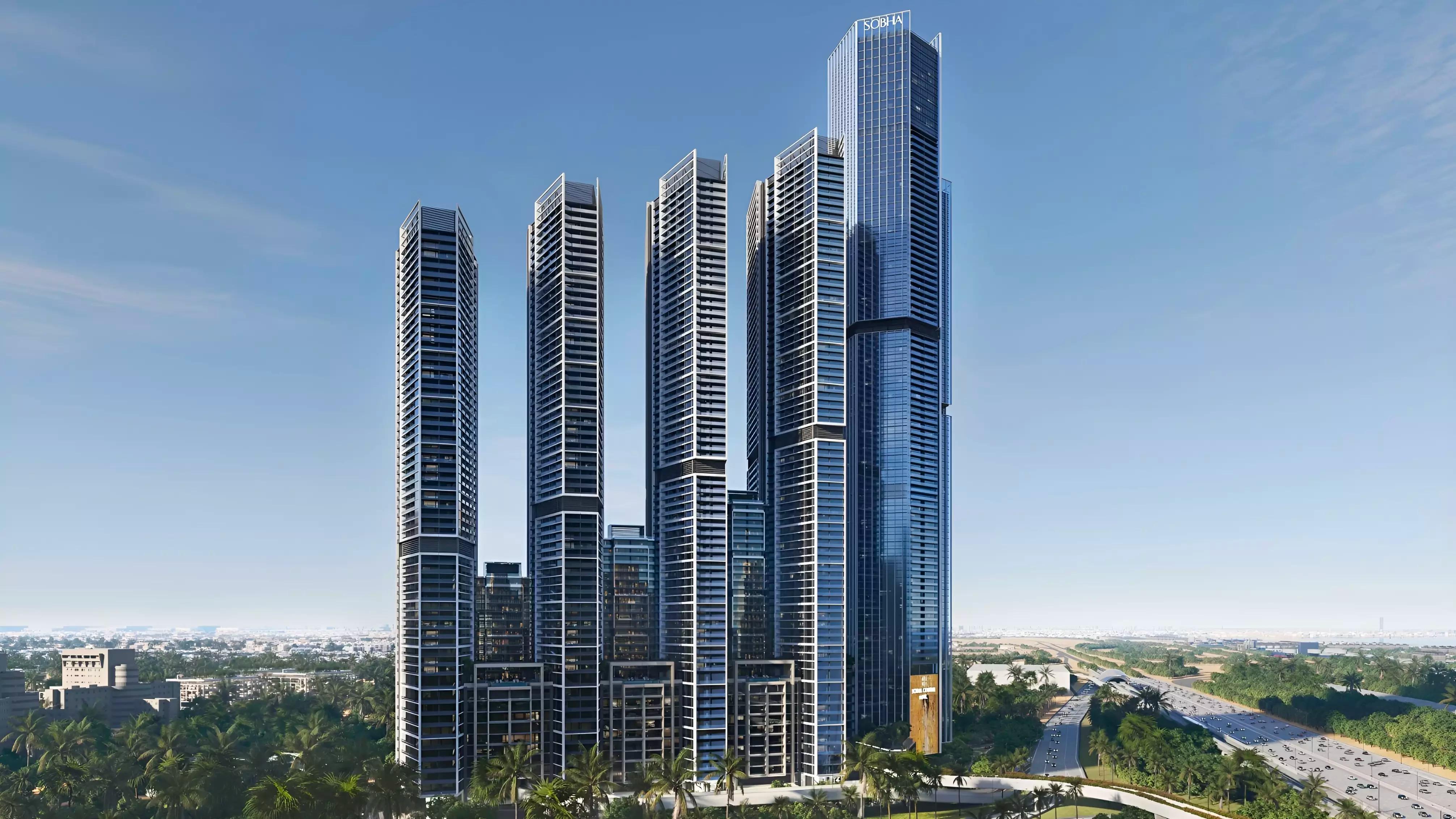 The Tranquil at Sobha Central exterior facade, Jebel Ali, Dubai