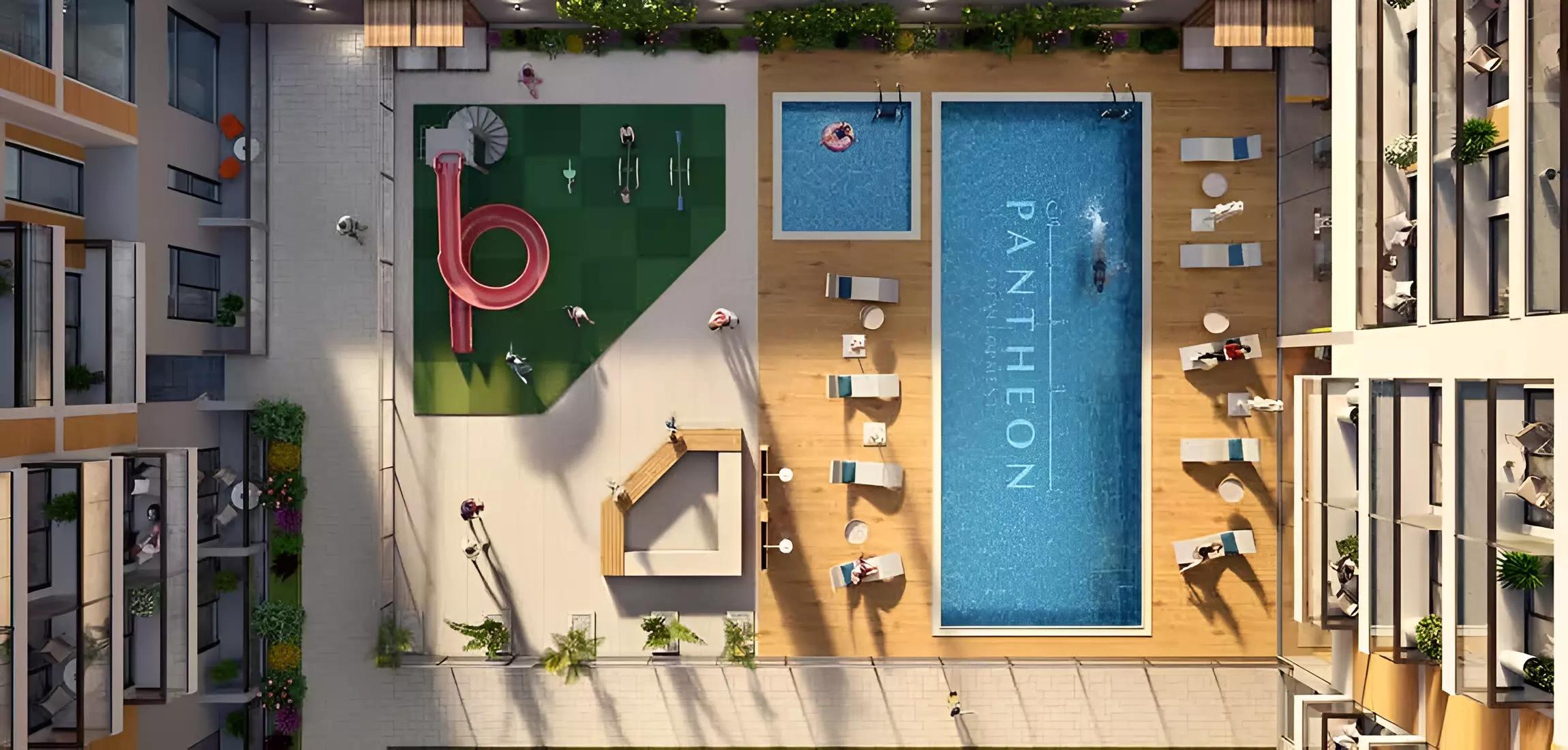 Pantheon Elysee Phase 3 apartment living room interior, JVC, Dubai