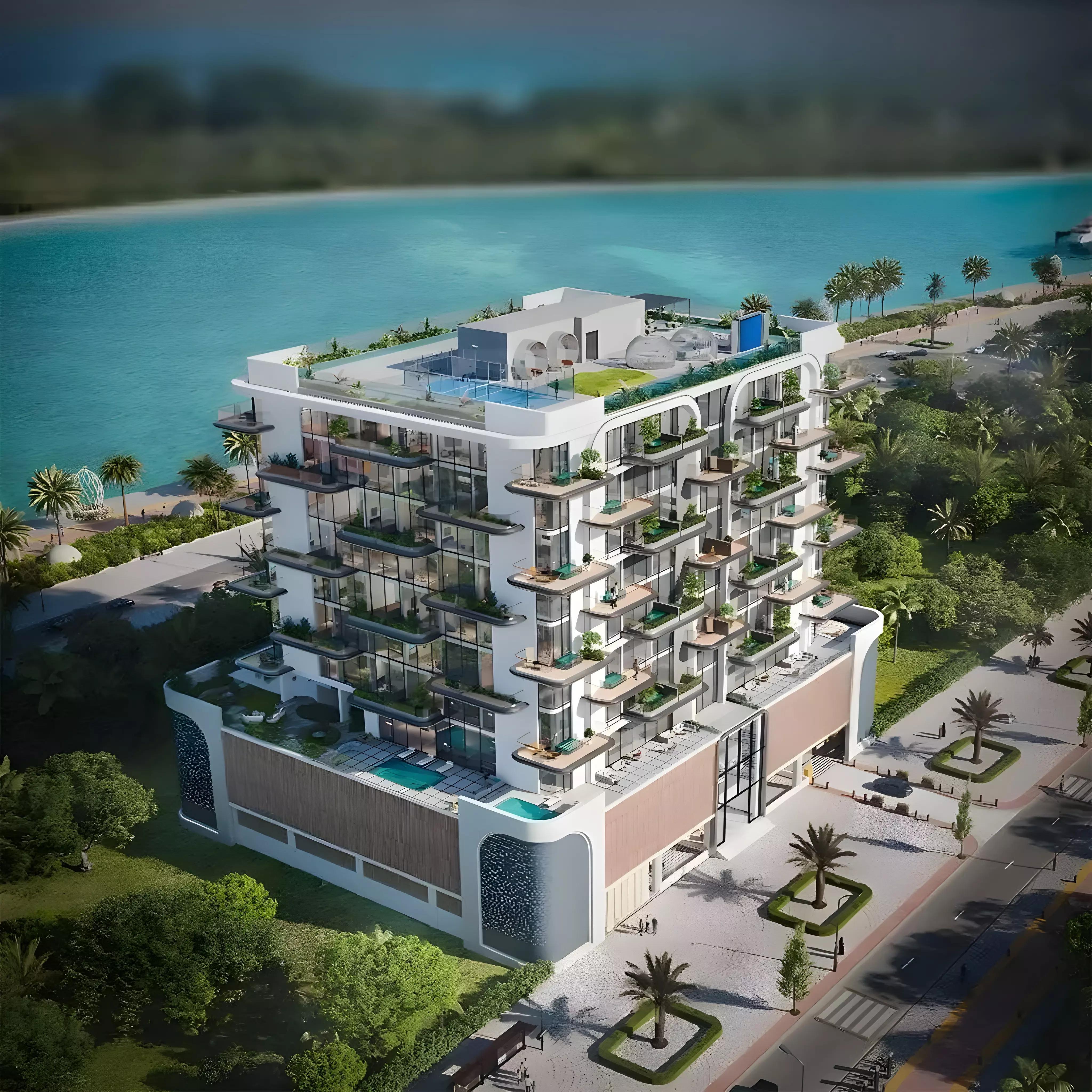 Wellington Ocean Walk building amenity deck, Dubai Islands