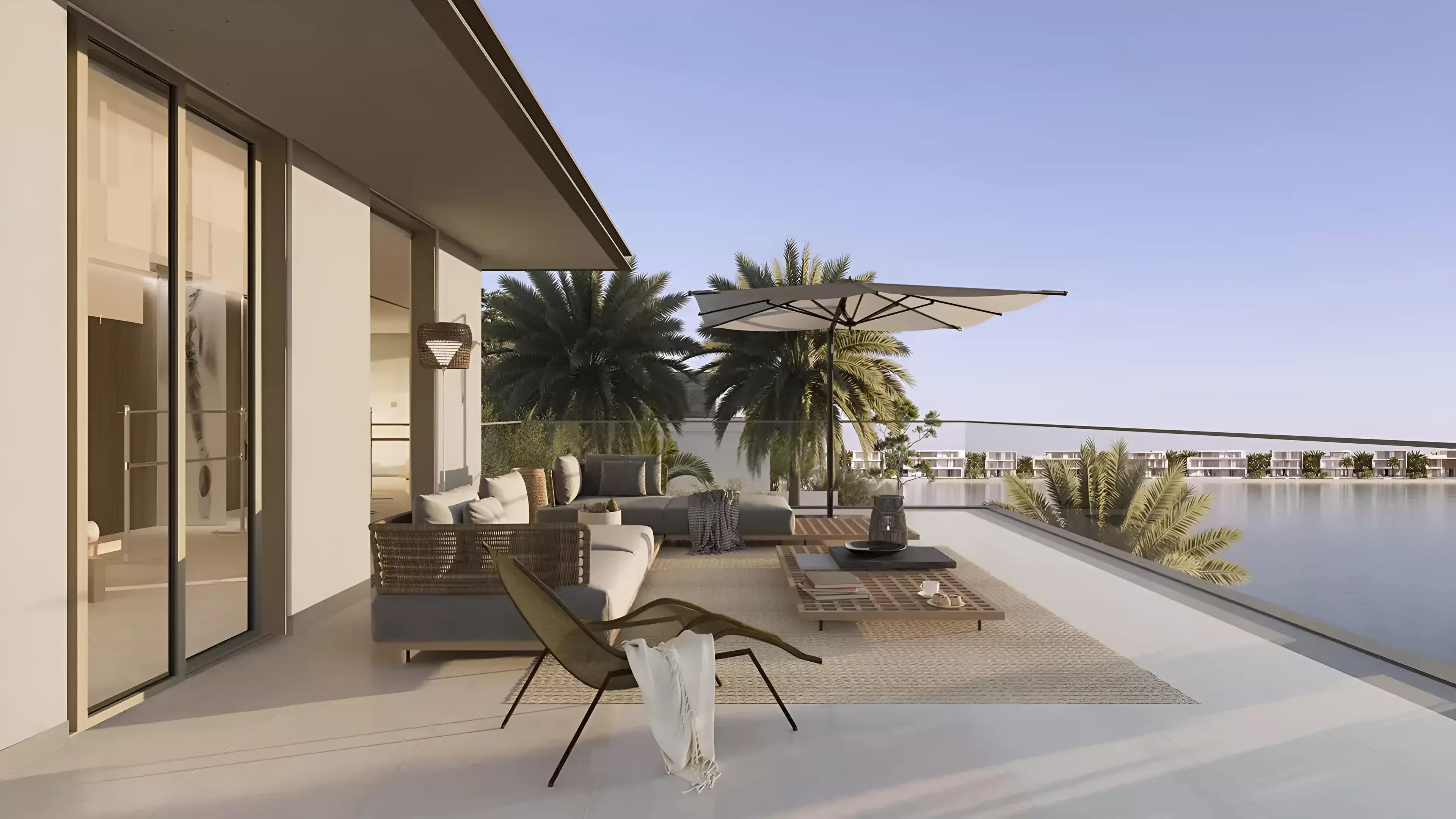 Villa Pacific Breeze outdoor terrace with landscaped garden view